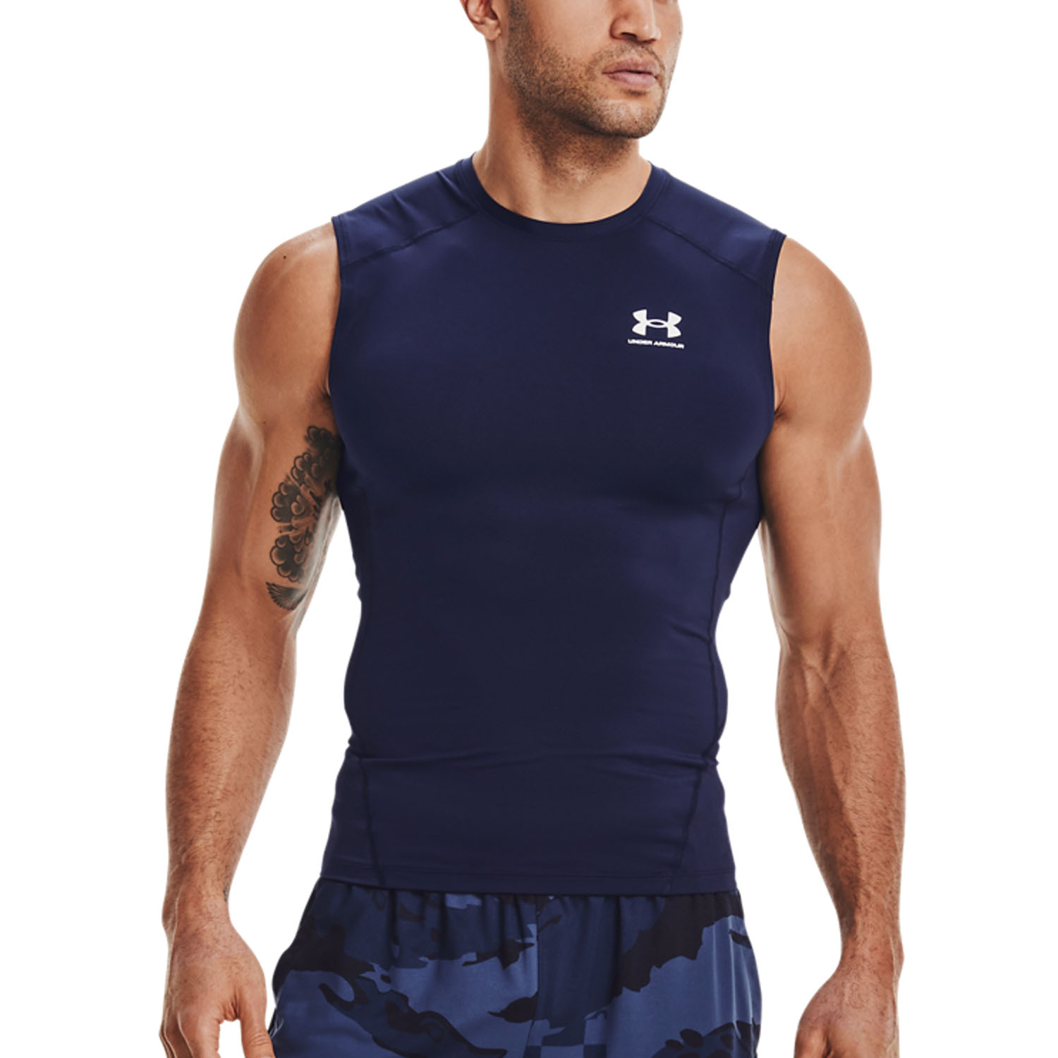 Under Armour HeatGear Compression Tank - Midnight Navy/White