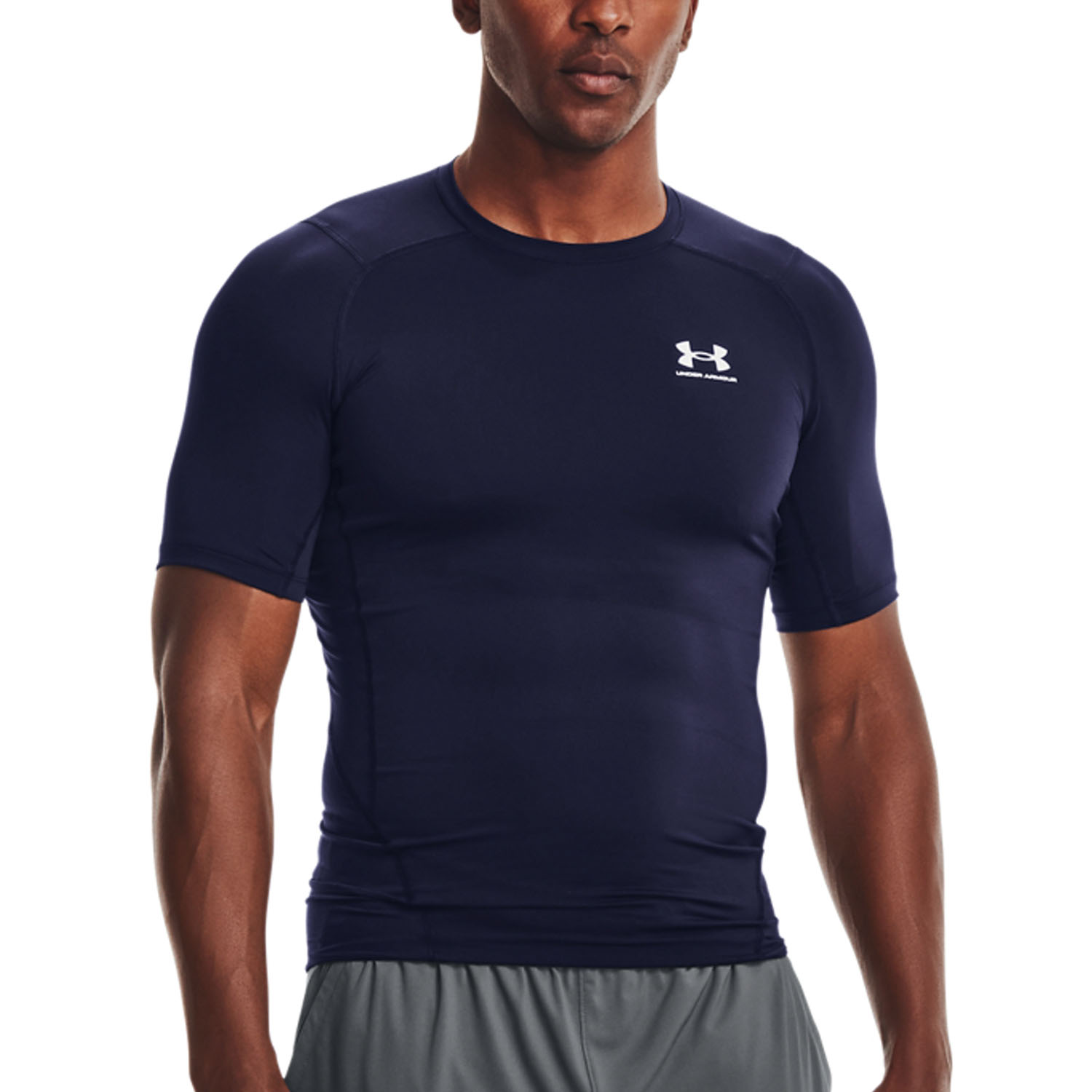 Under Armour HeatGear Compression T-Shirt - Midnight Navy/White