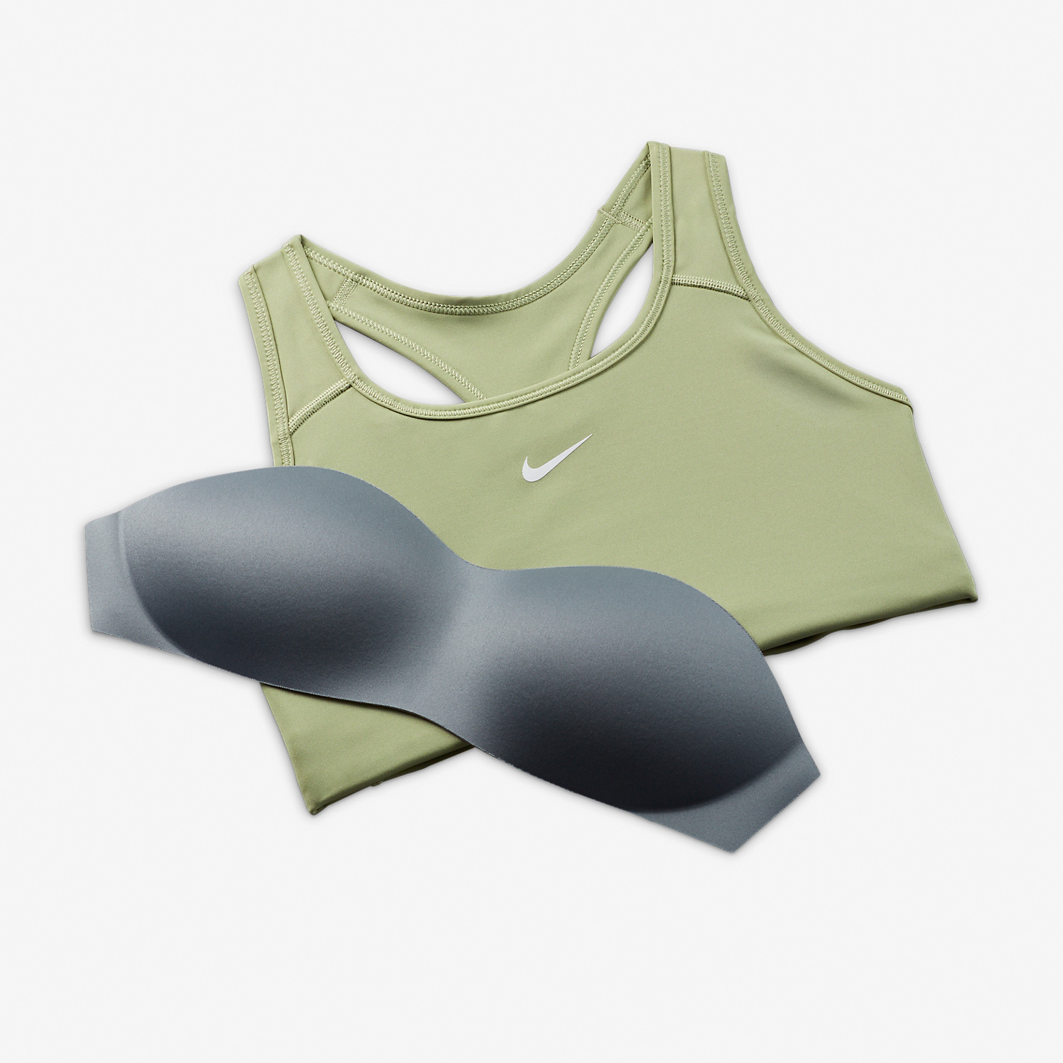Nike Swoosh Women's Sports Bra - Oil Green/White