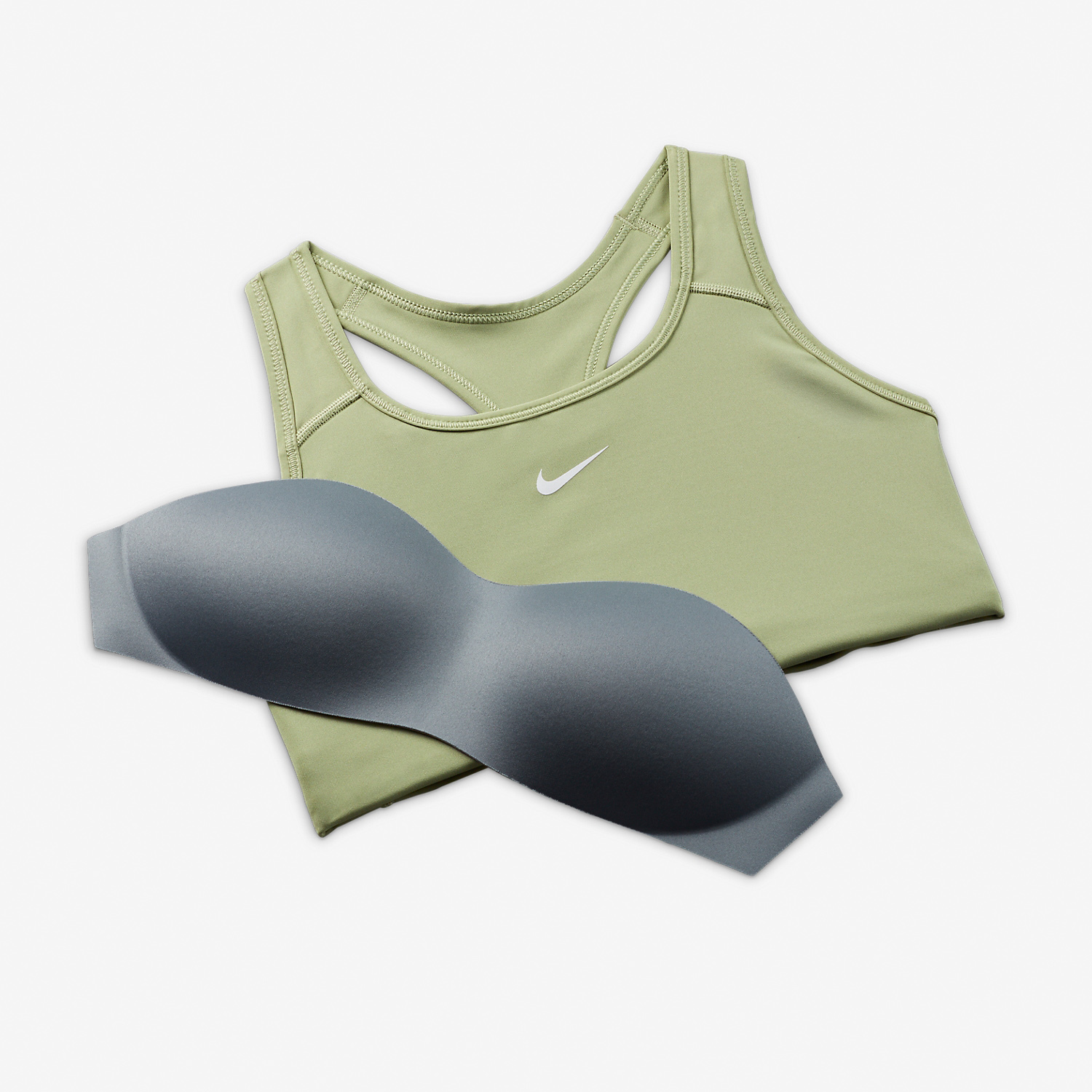 Nike Swoosh Reggiseno Sportivo - Oil Green/White