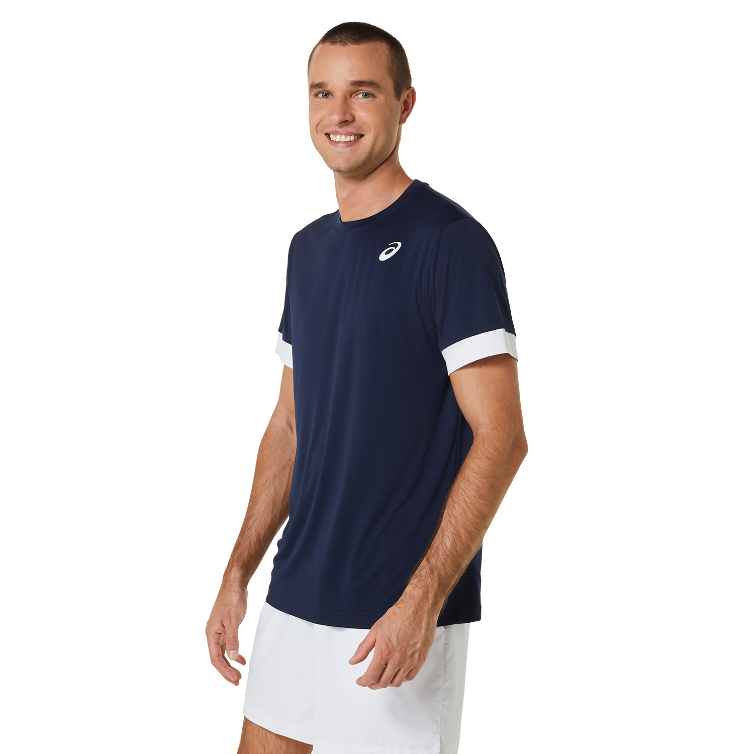 Asics Court Men\'s Tennis T-Shirt - Midnight/Brilliant White