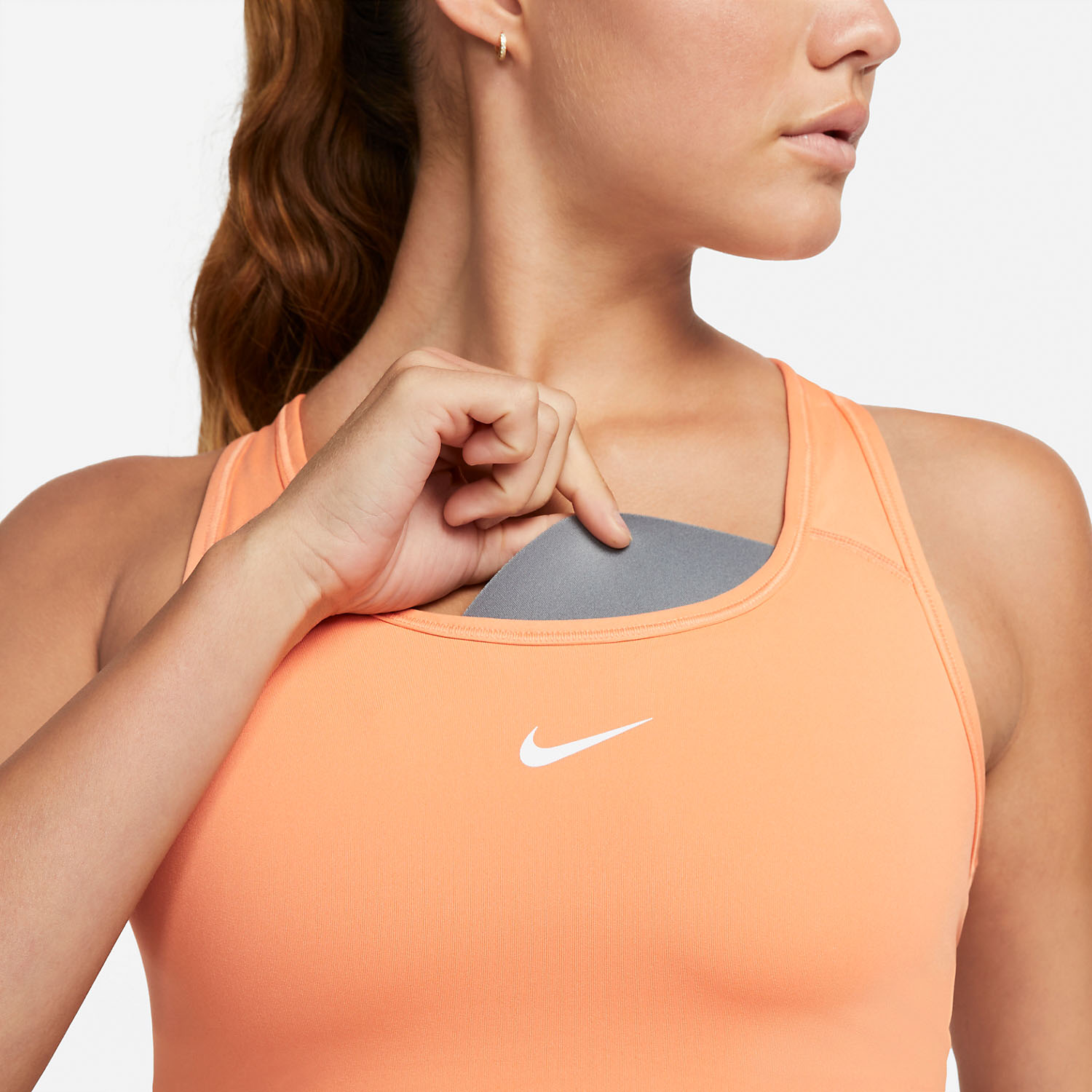 Nike Swoosh Women's Sports Bra - Orange Trance/White