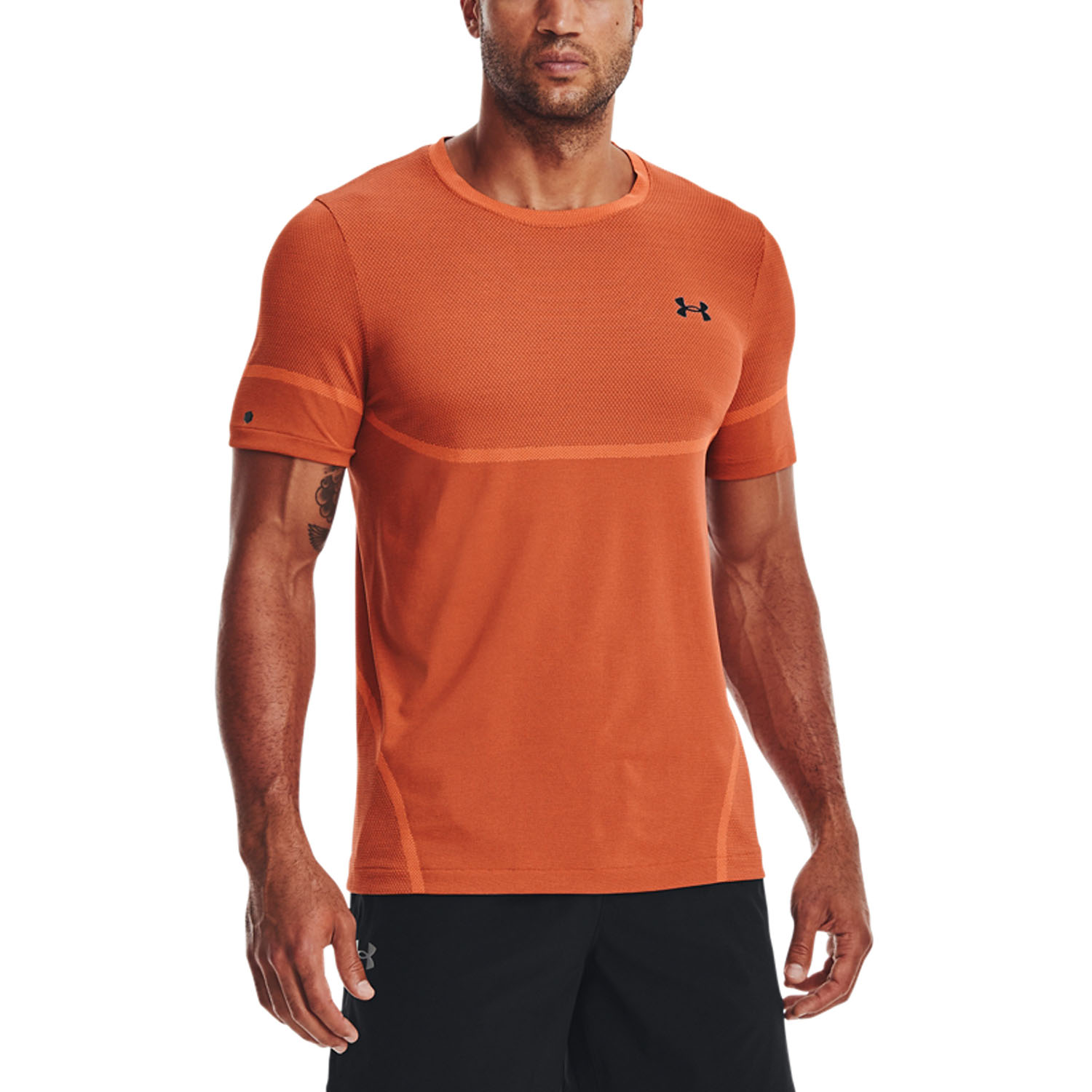 Under Armour Rush Seamless Legacy T-Shirt - Orange Blast/Black