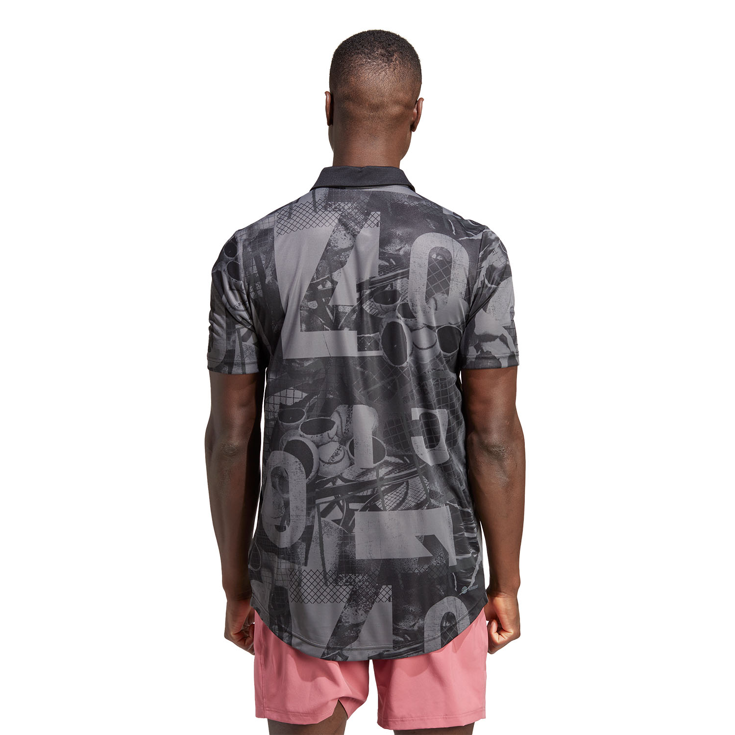 adidas Club Graphic Men's Tennis Polo - Grey Five/Black/Carbon