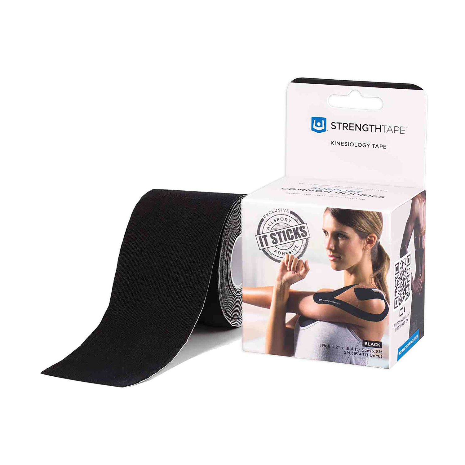 StrengthTape Pre Cut Kinesiology Tape - Black