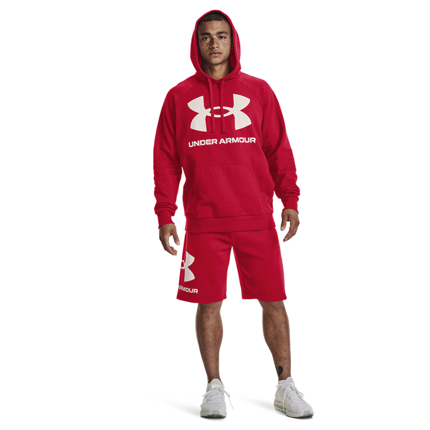 Under Armour Rival Big Logo Men's Tennis Hoodie - Red/Onyx White