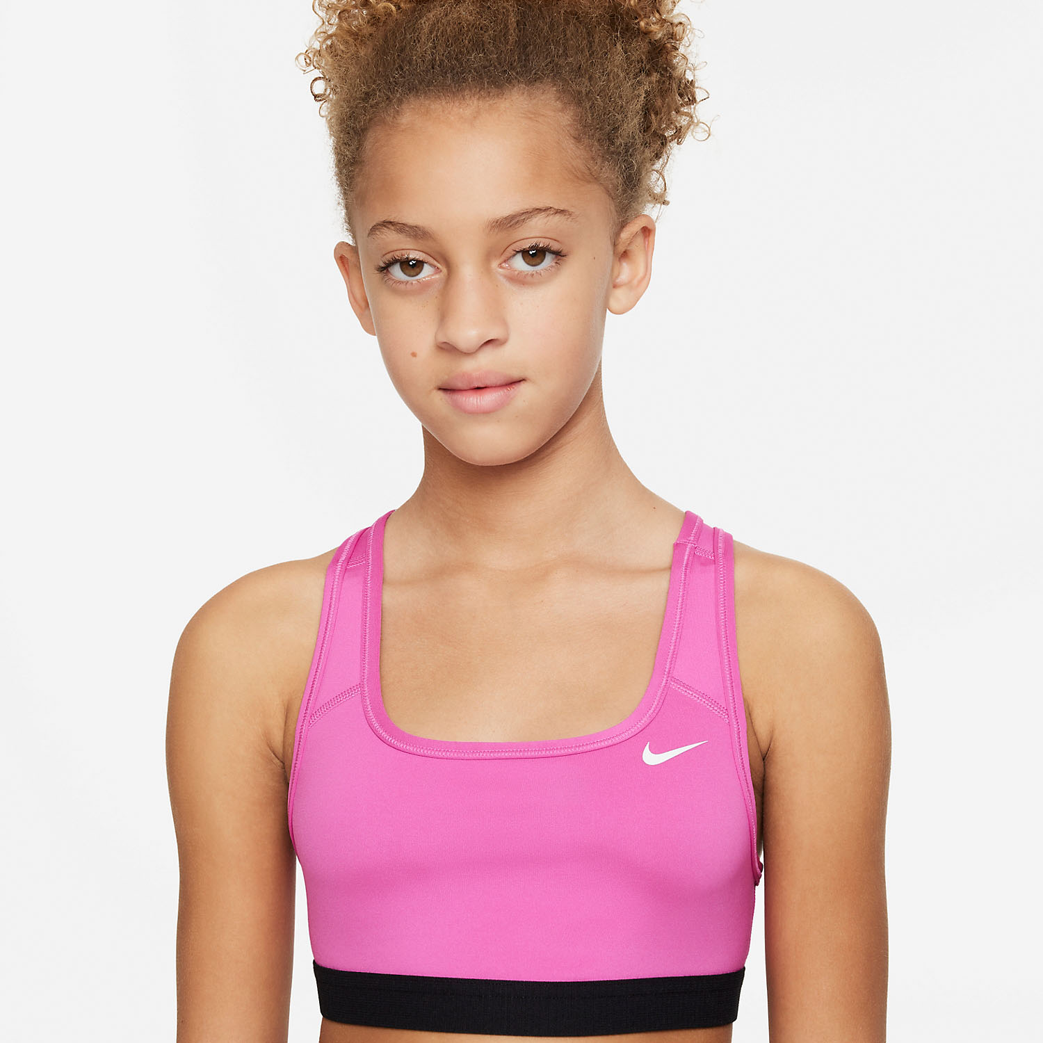 Nike Swoosh Girl's Sports Bra - Active Fuchsia/White