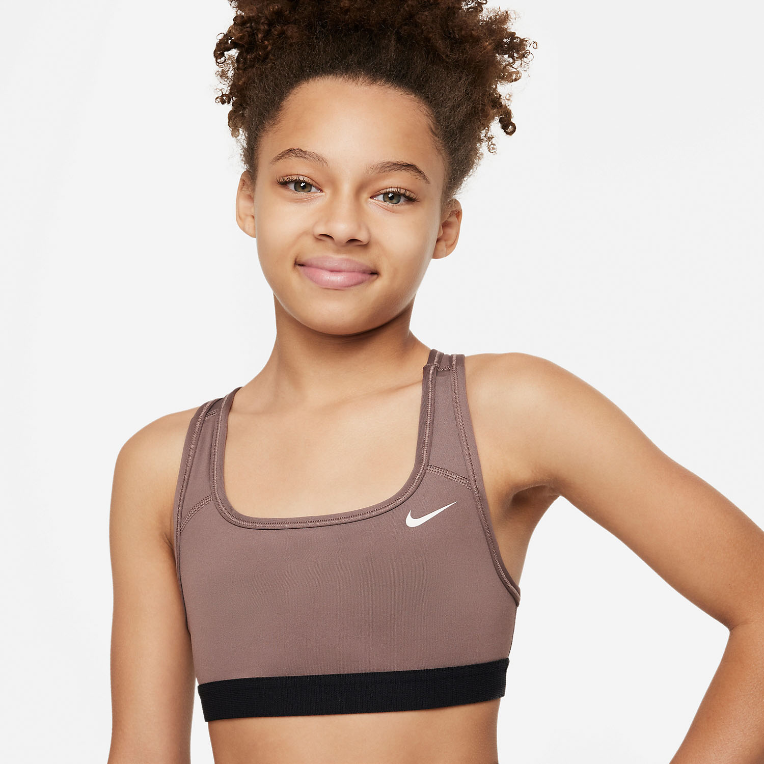 Nike Swoosh Girl's Sports Bra - Plum Eclipse/White