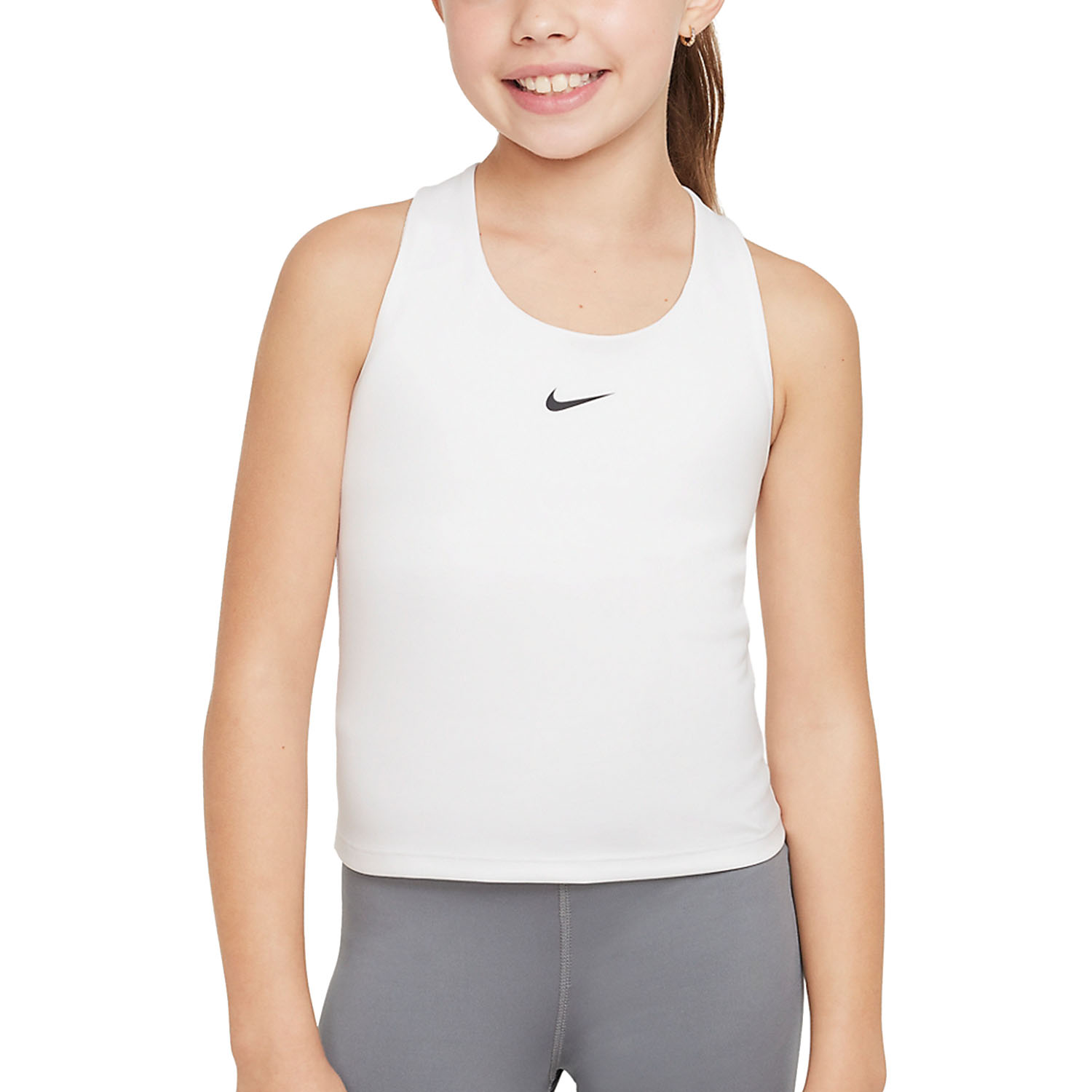 Nike Dri-FIT Swoosh Girl's Tennis Tank - Black/White