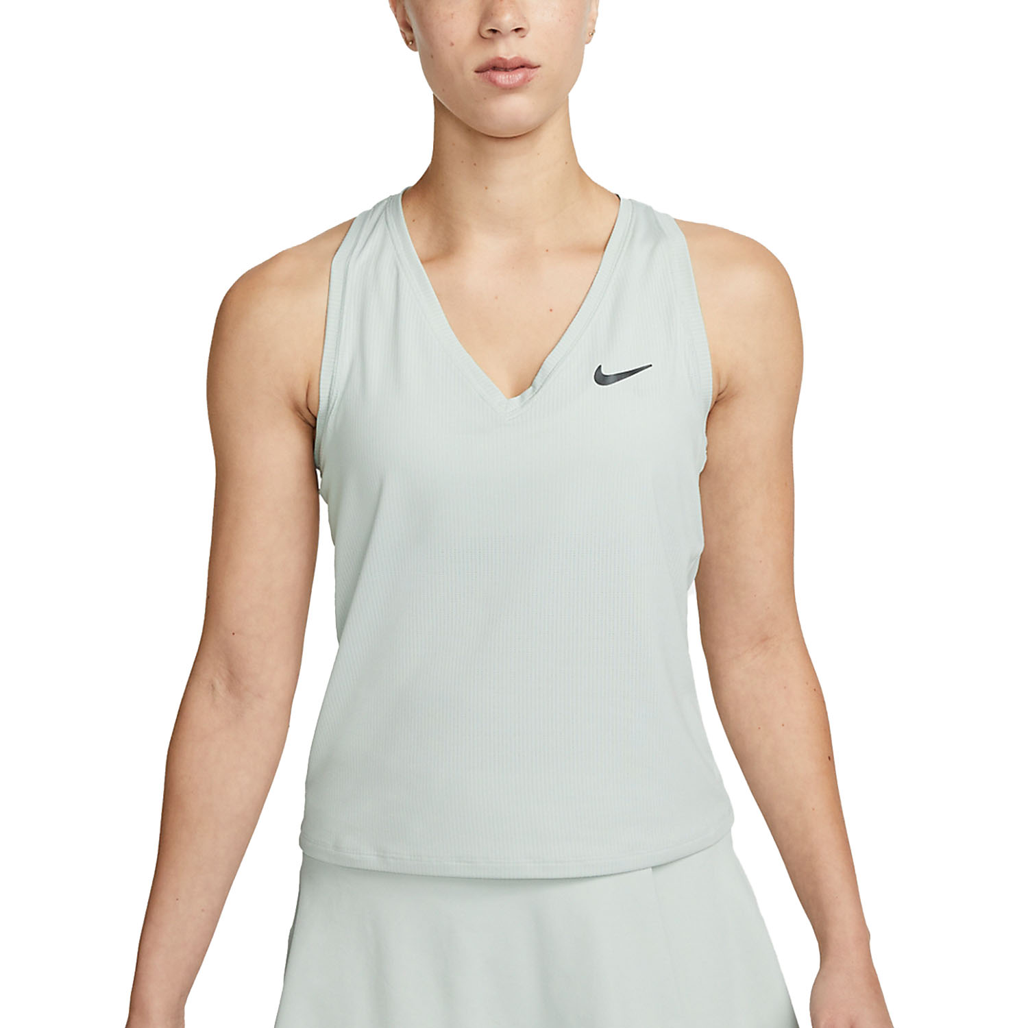 Elevado busto Turista Nike Court Victory Logo Top de Tenis Mujer - Light Silver/Black