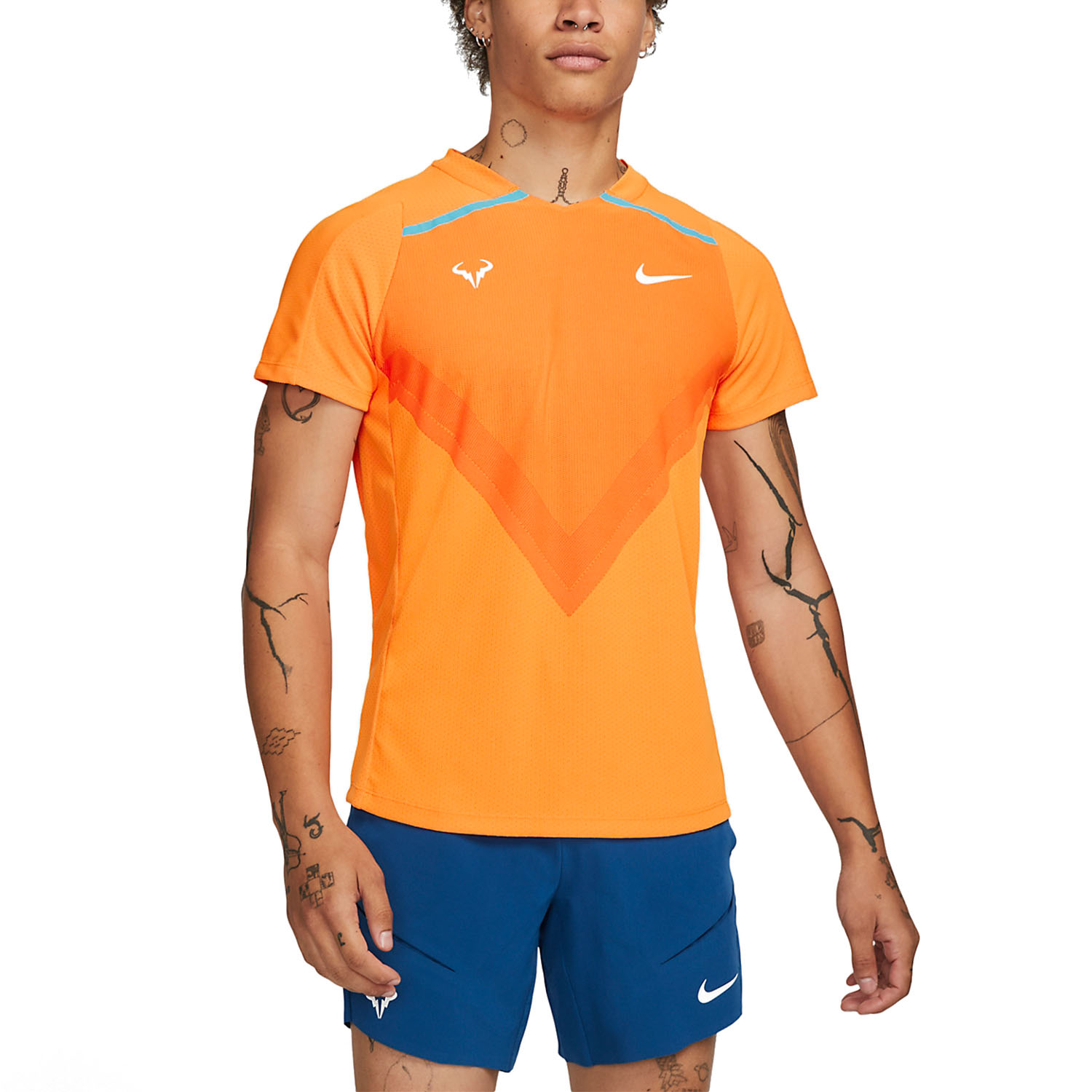 Nike Dri-FIT ADV Rafa Men's Tennis T-Shirt - Vivid Orange/White