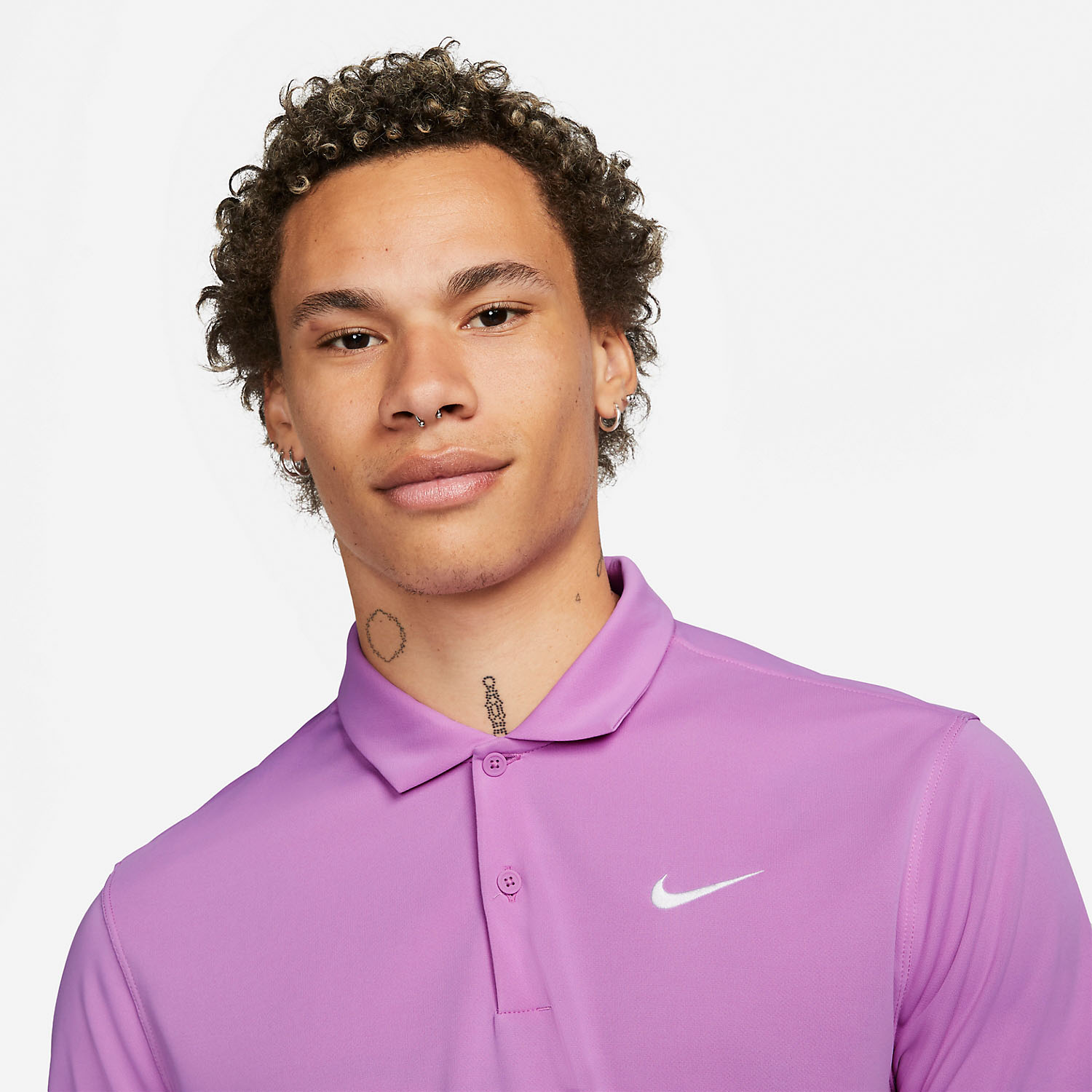 Nike Dri-FIT Solid Logo Men's Tennis Polo - Rush Fuchsia/White
