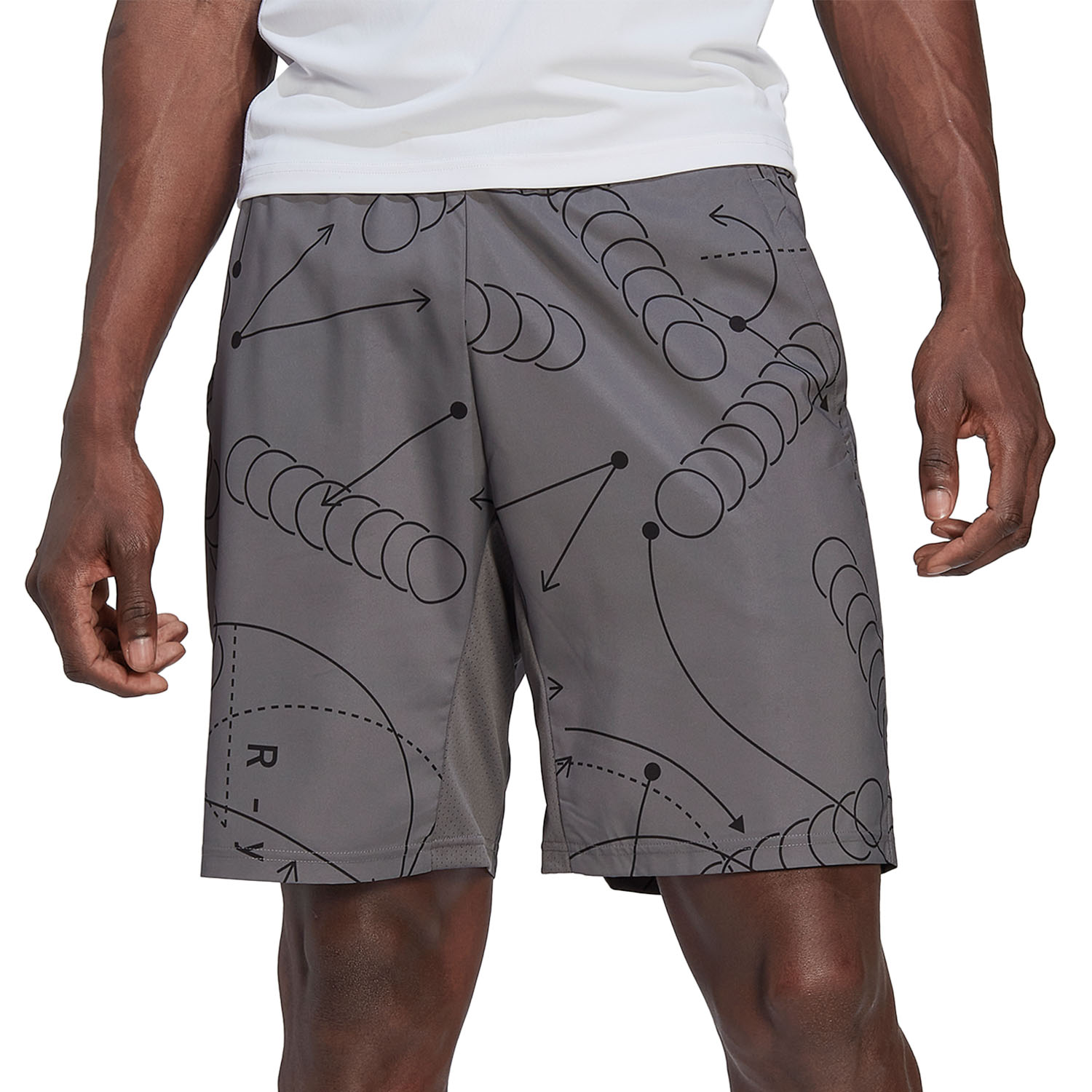 adidas Club Graphic Logo 9in Men's Tennis Shorts - Grey Four