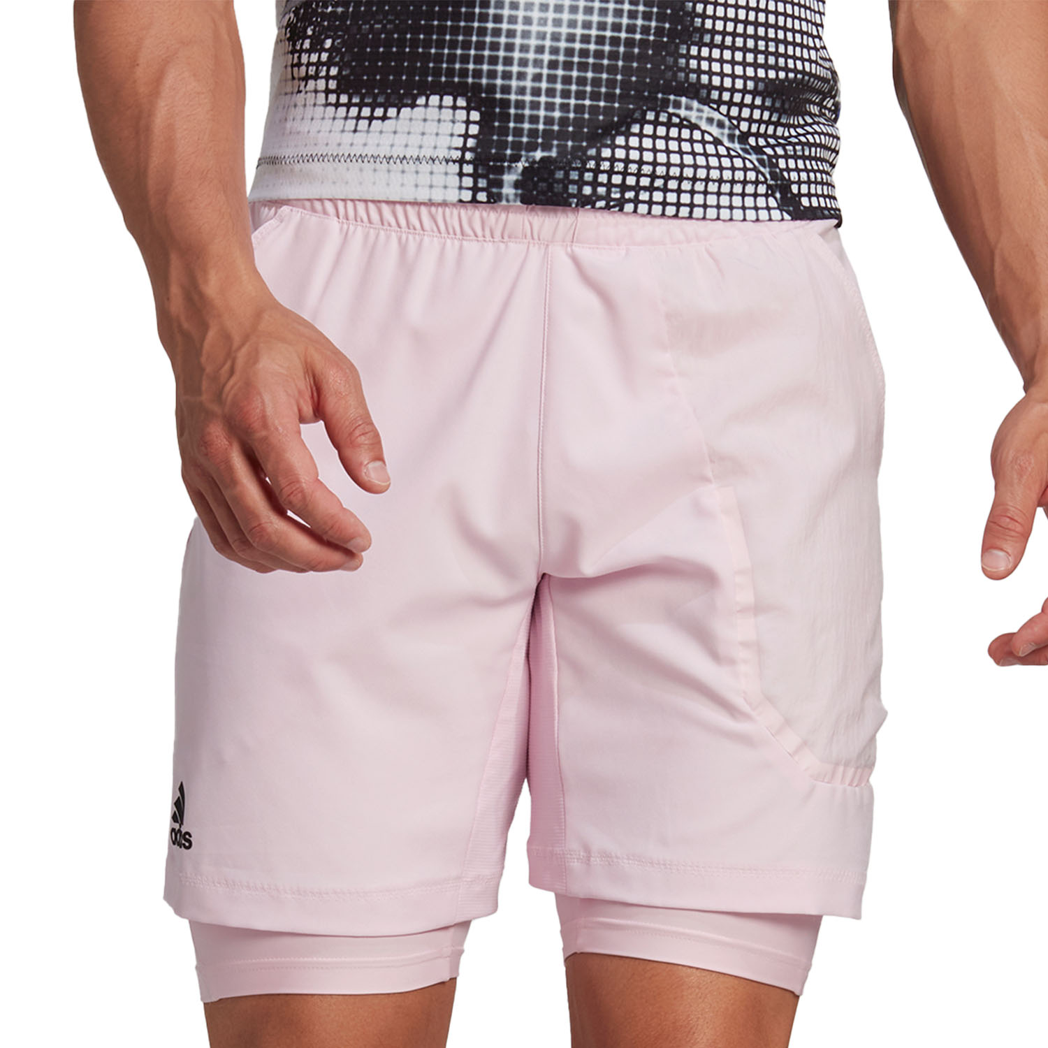 adidas US Open Series 2 in 1 7in Pantaloncini da Tennis Uomo Pink
