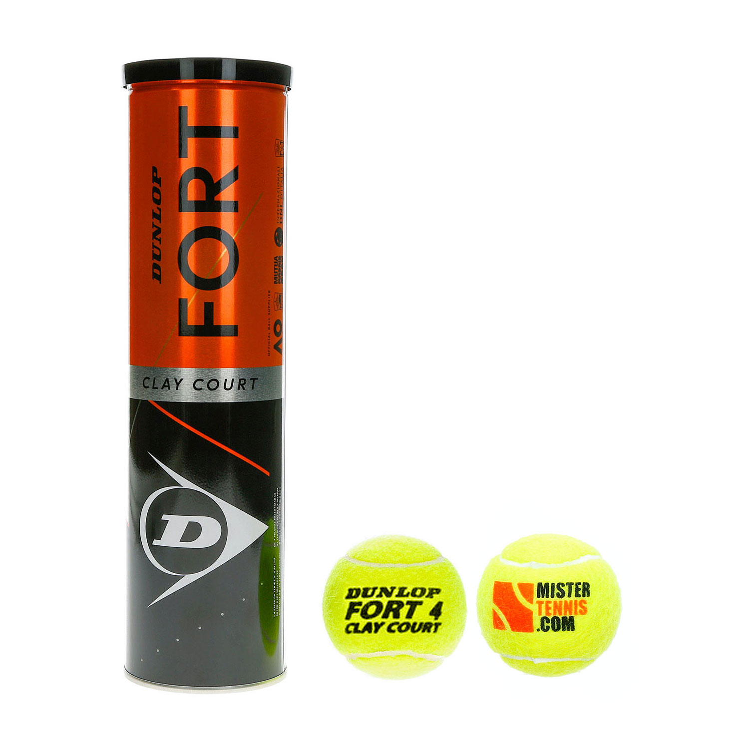 Dunlop Fort Clay Court Mister Tennis Logo - Tubo de 4 Pelotas