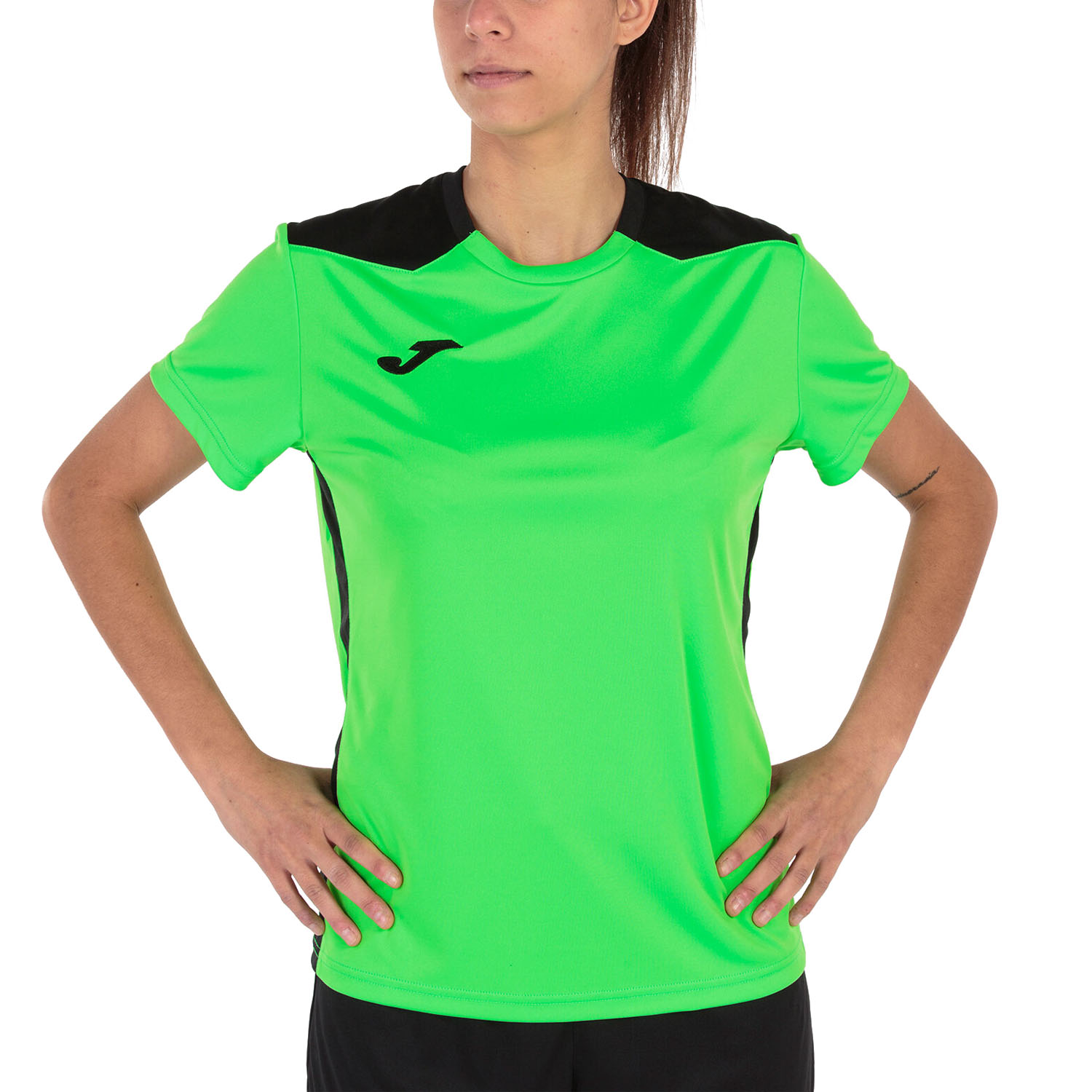 Joma Championship VI Logo T-Shirt - Fluor Green/Black