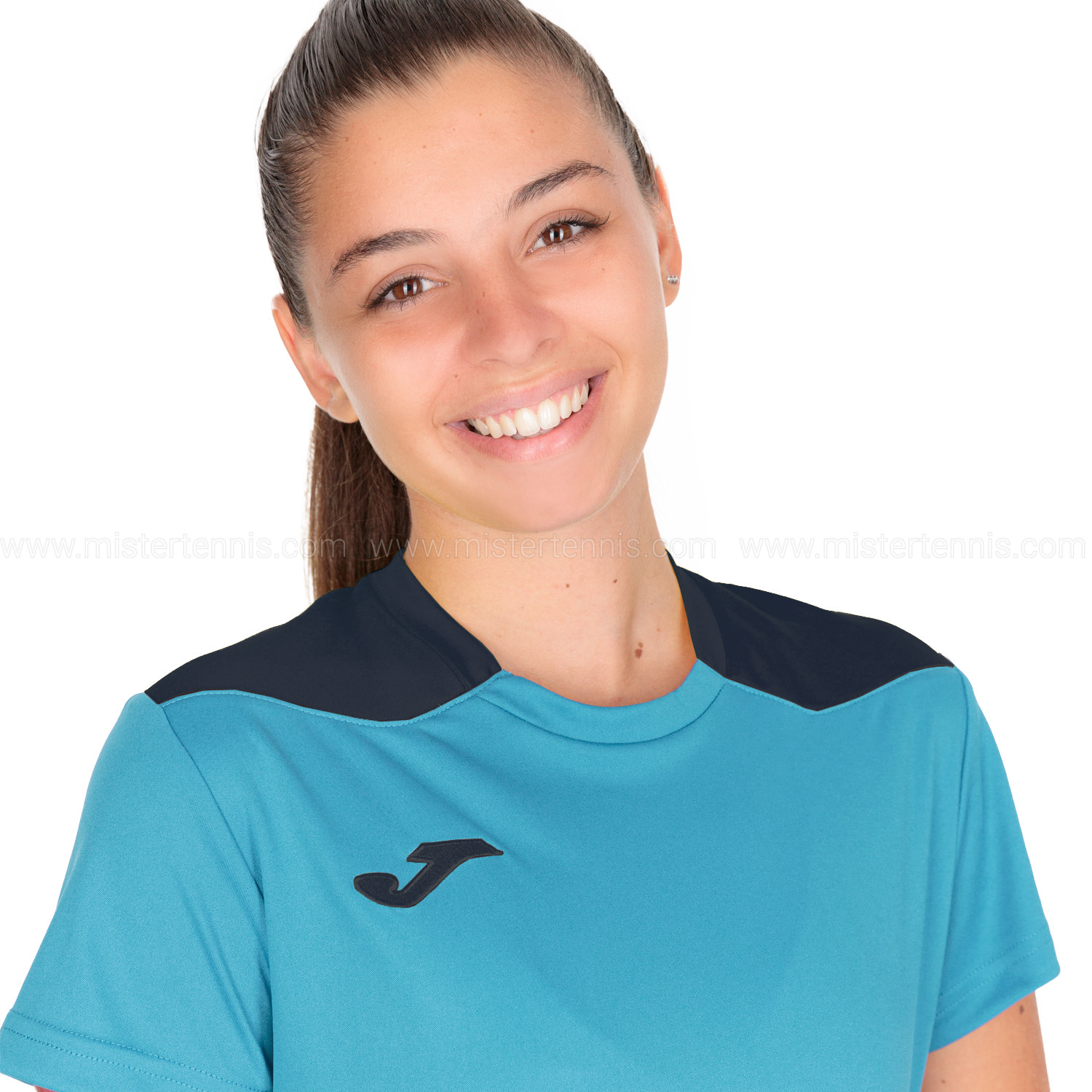 Joma Championship VI Logo Camiseta - Fluor Turquoise/Navy