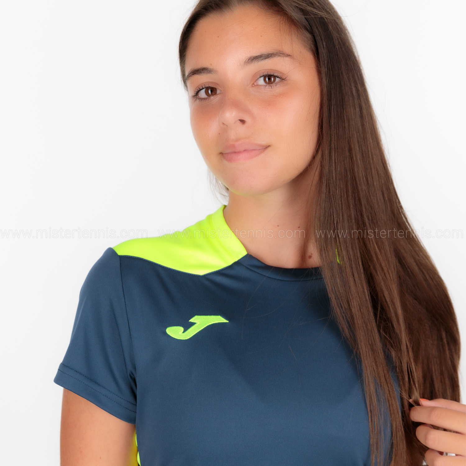 Joma Championship VI Logo Camiseta - Navy/Fluor Yellow