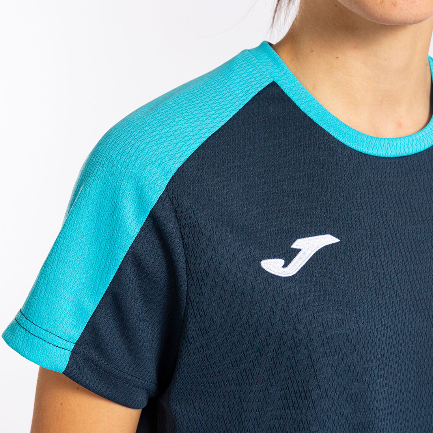 Joma Eco Championship Logo T-Shirt - Navy/Fluor Turquoise