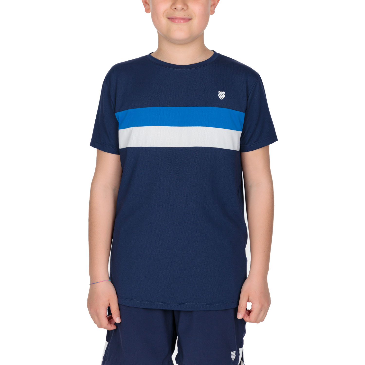 K-Swiss Core Team Stripe Crew Maglietta Bambino - Navy