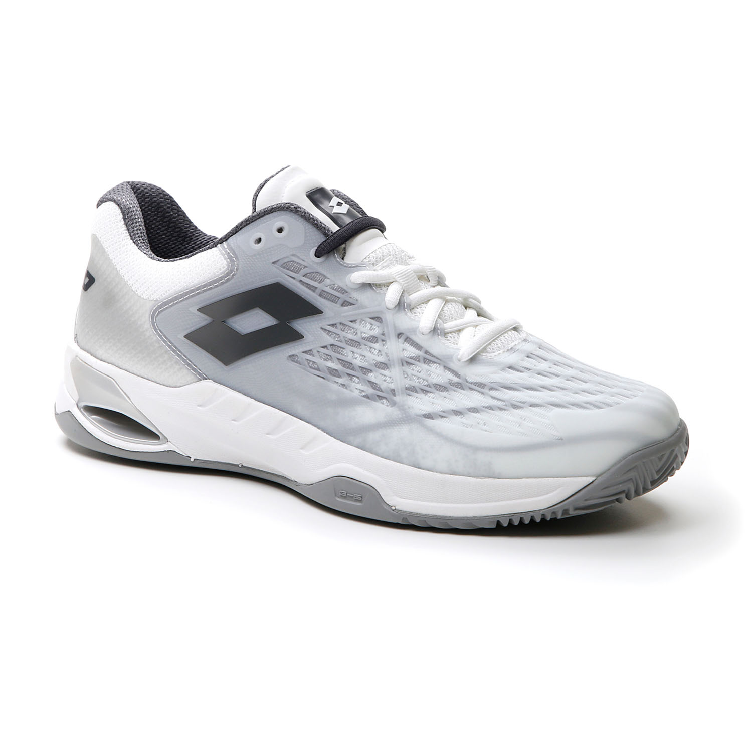 Lotto Mirage 100 Clay - All White/Asphalt/Silver Metal 2