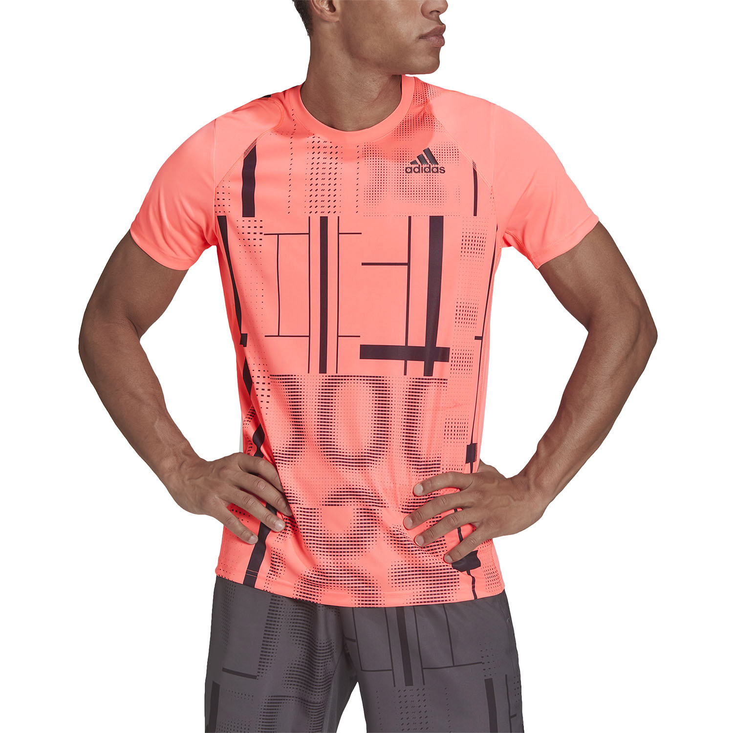 adidas Club Graphic Maglietta da Tennis Uomo - Acid Red/Black