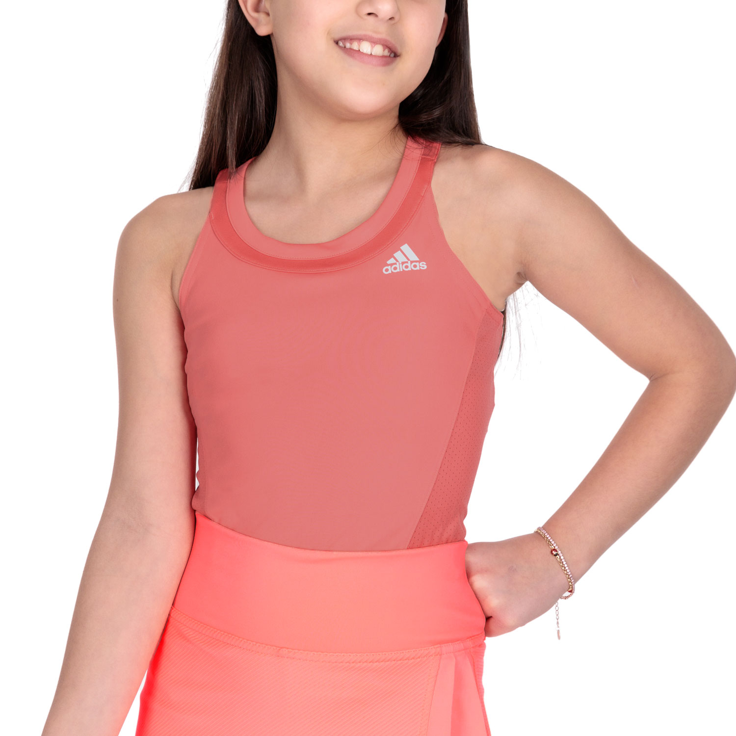 adidas Club Logo Canotta Bambina - Semi Turbo/White