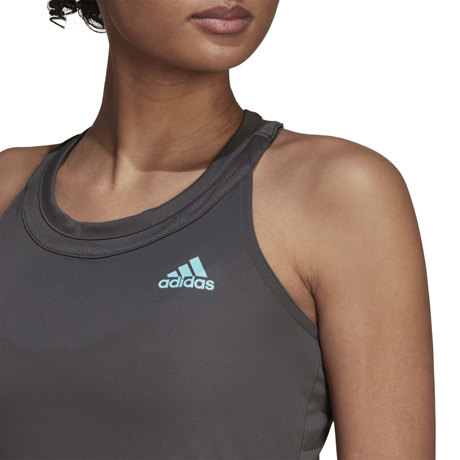 adidas Club Logo Women's Tennis Dress - Grey Six/Pulse Aqua