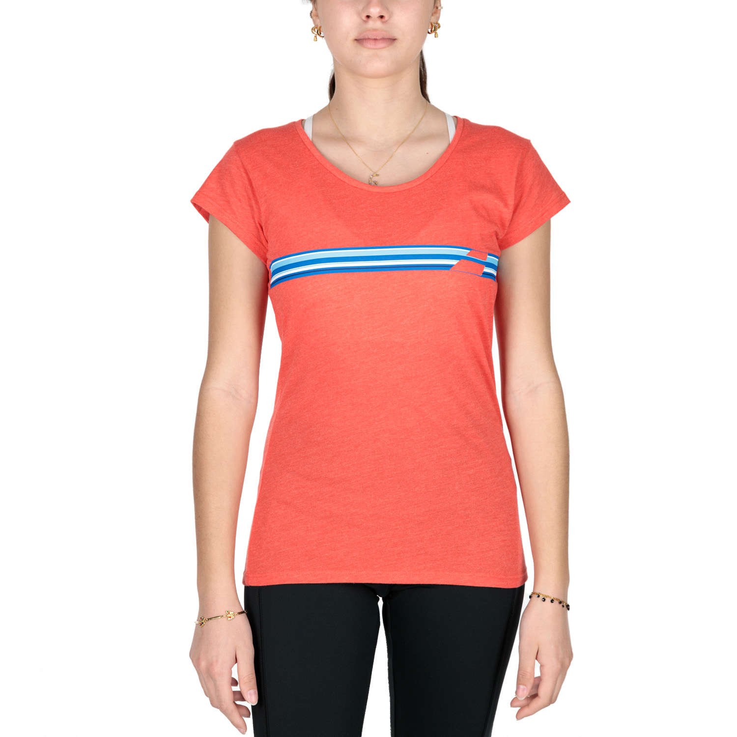 Babolat Exercise Stripes Camiseta - Poppy Red Heather