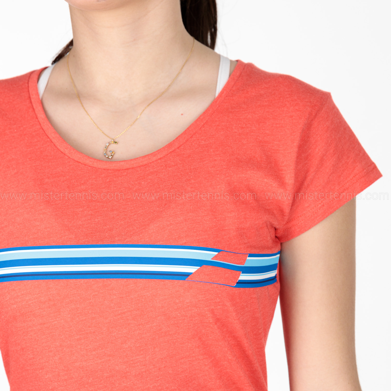 Babolat Exercise Stripes Camiseta - Poppy Red Heather