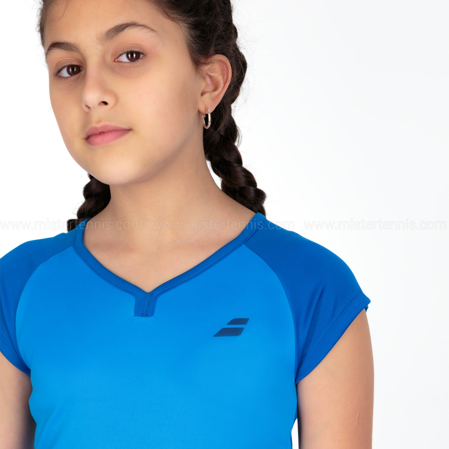 Blue Aster Babolat Girl's Play Cap Sleeve Tennis Tee US Youth Size 8-10 