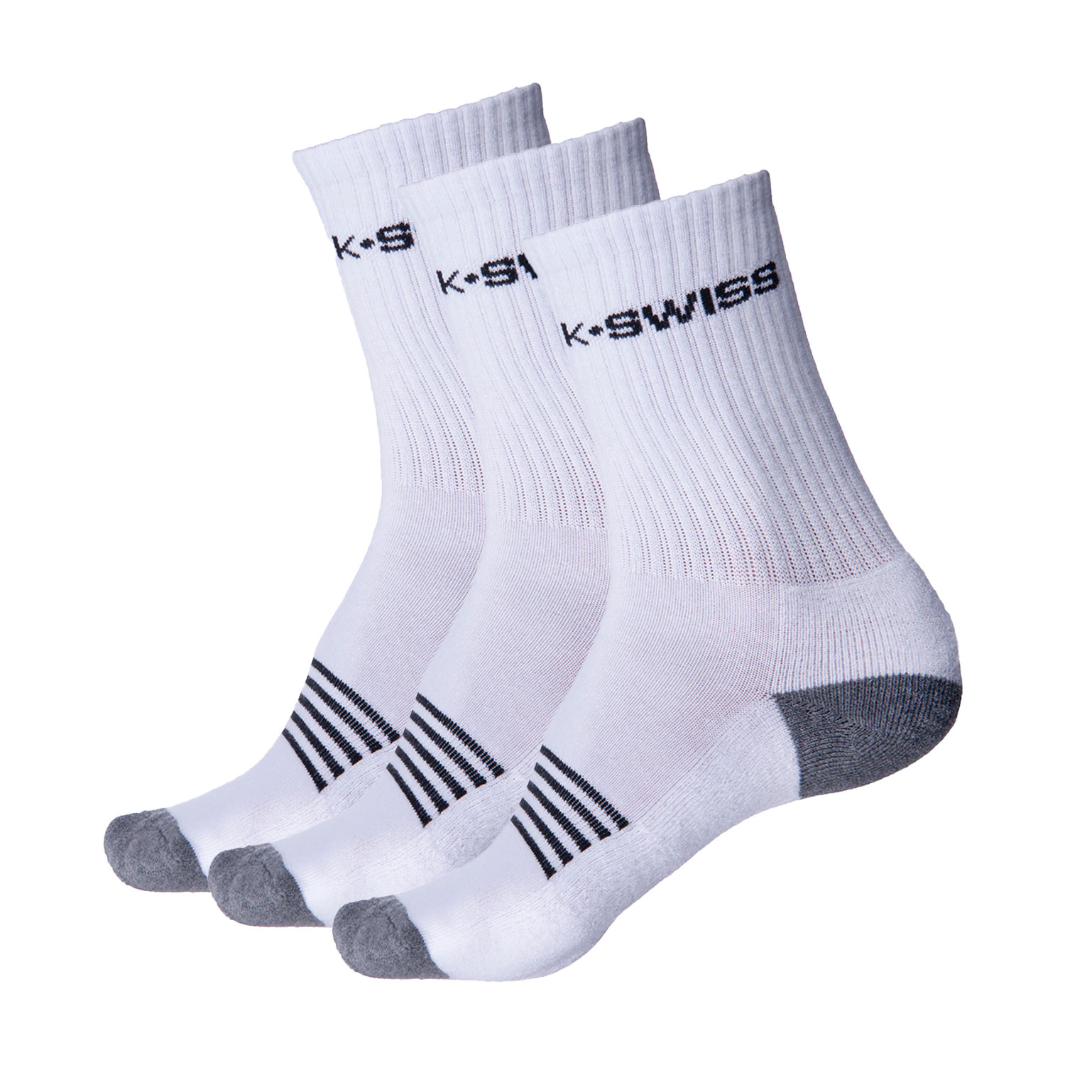 K-Swiss Crew x 3 Socks - White/Black