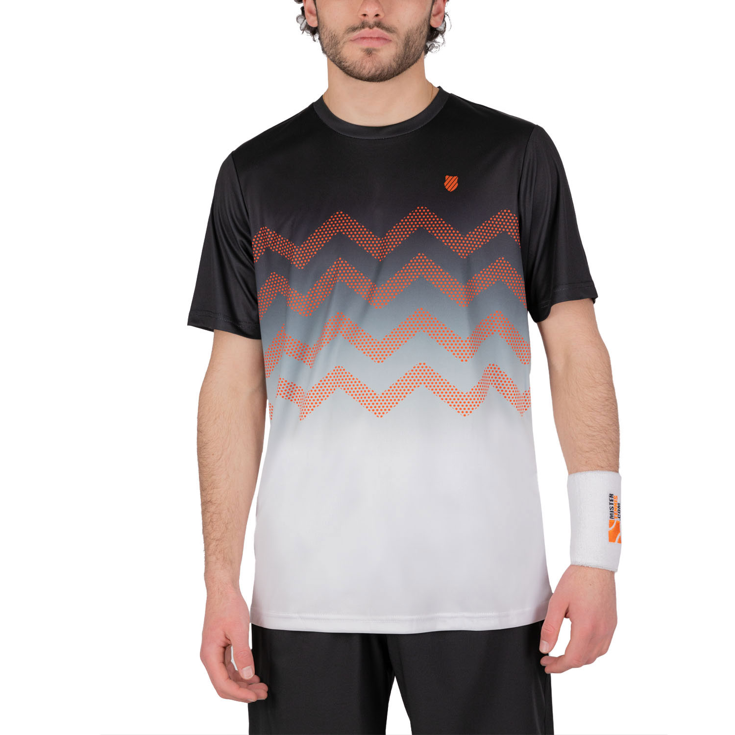 K-Swiss Hypercourt Print Crew 2 T-Shirt - Jet Black/White