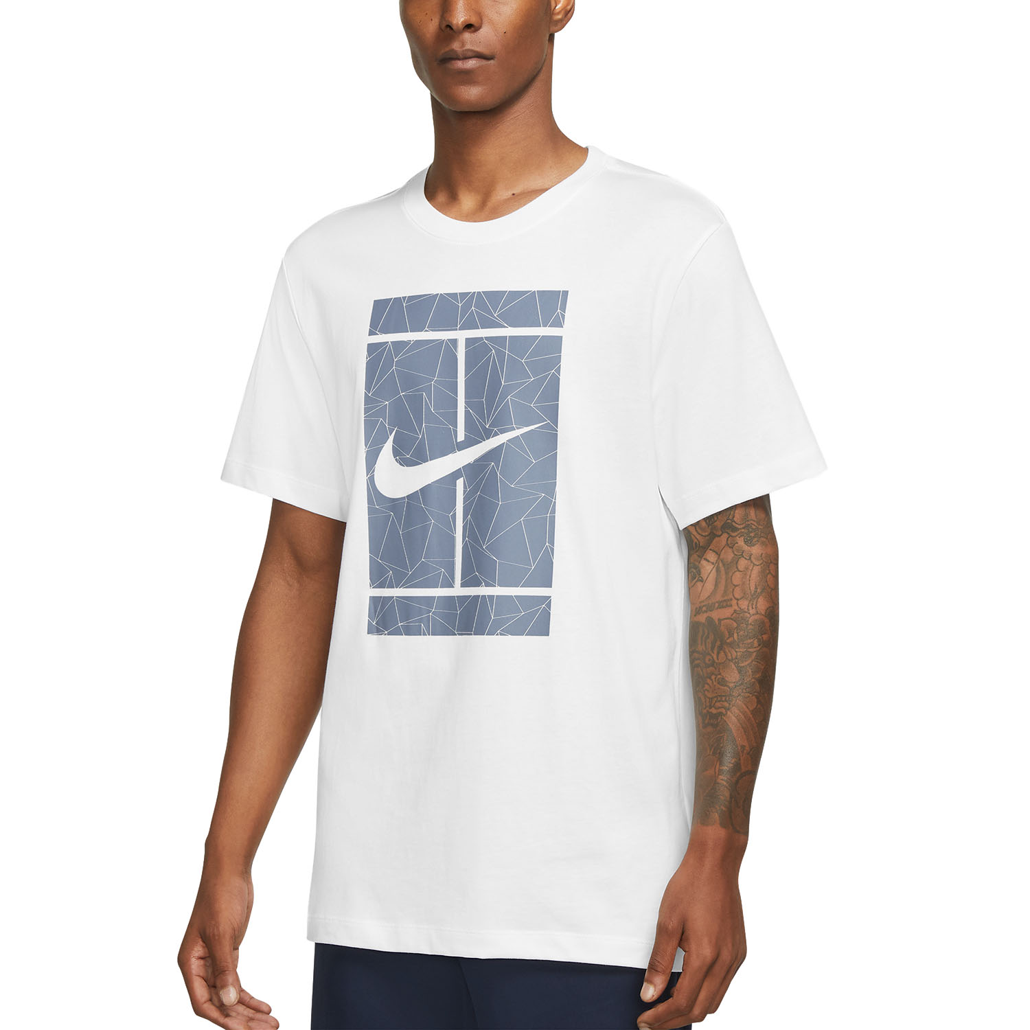 Nike Court Graphic Logo Men s Tennis T Shirt White Ashen Slate