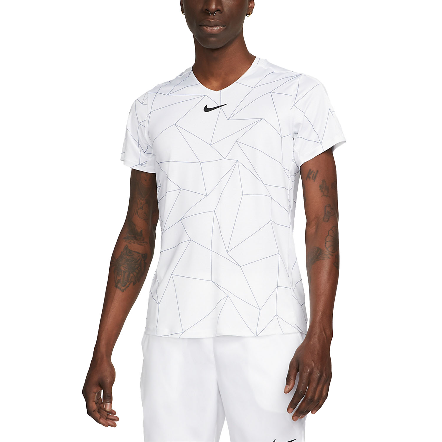 Nike Dri-FIT Advantage Geometric T-Shirt - White/Black