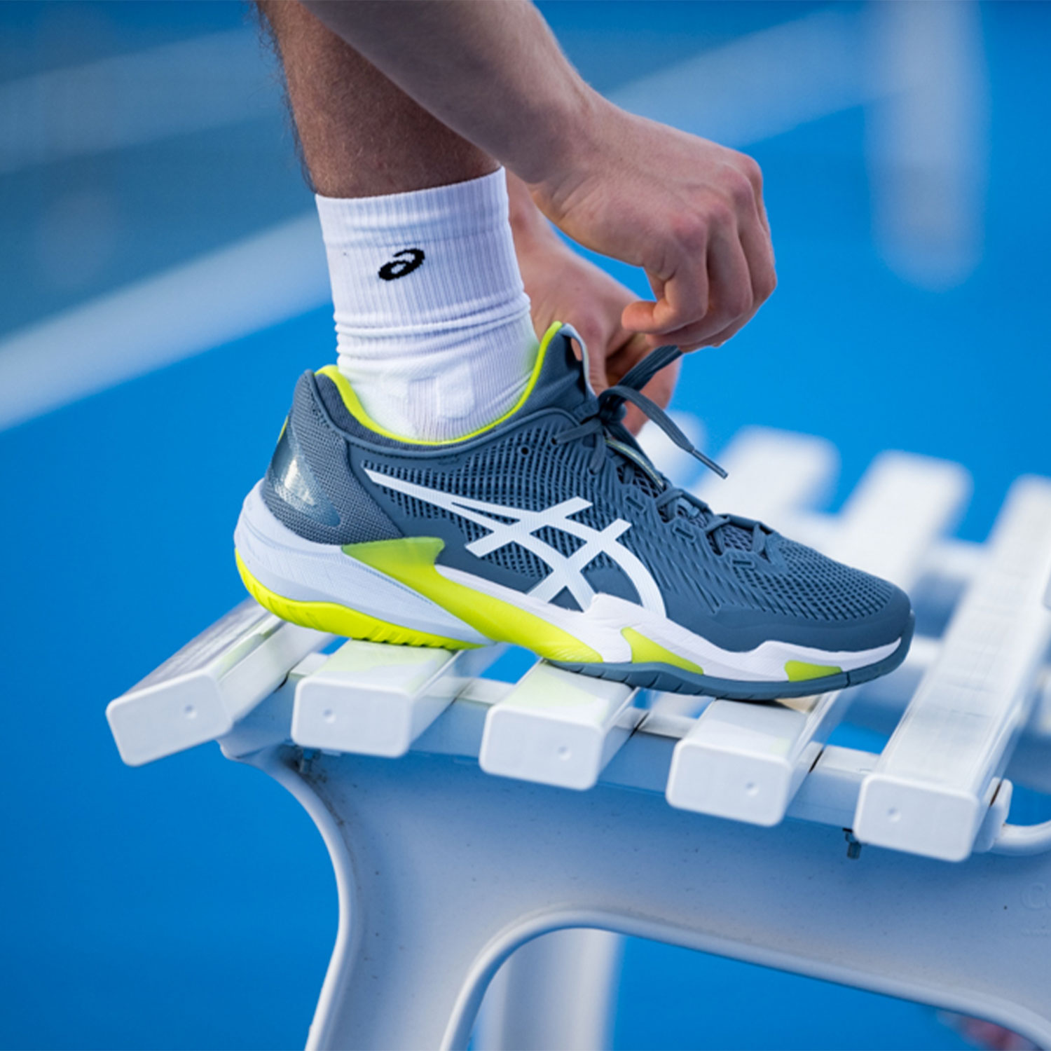 Asics Court FF 3 Men's Tennis Shoes - Steel Blue/White