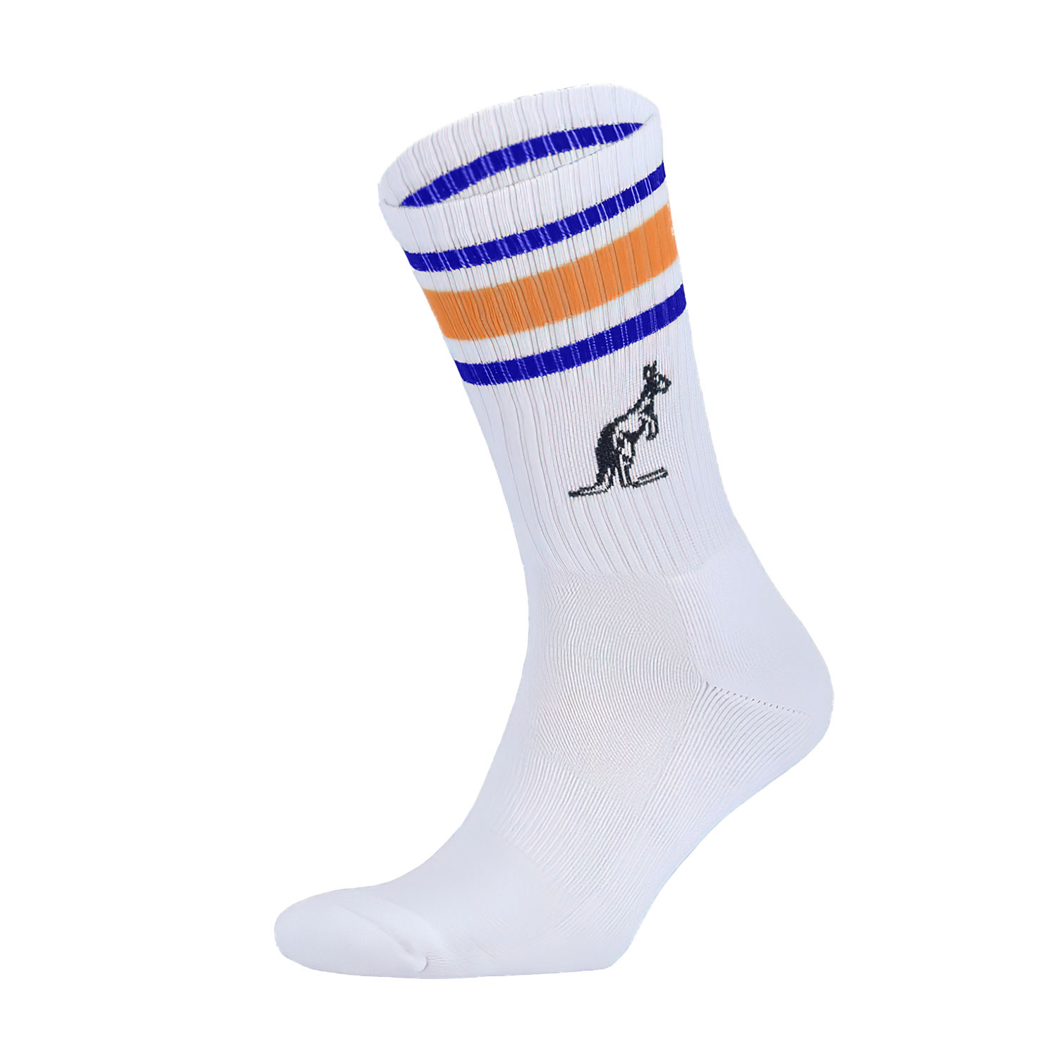 Australian Stripes Socks - White/Cosmo Blu/Orange