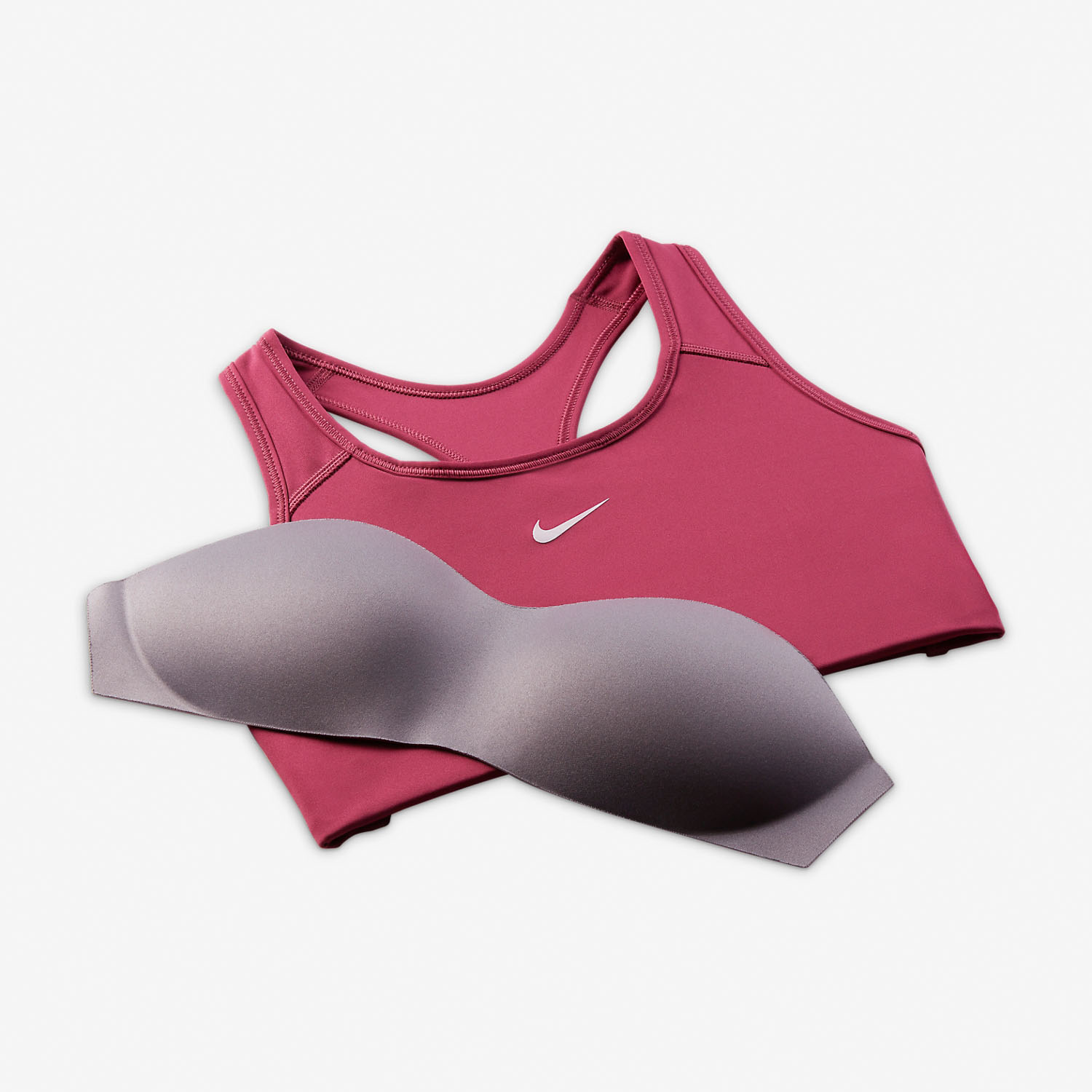 Nike Swoosh Women's Sports Bra - Rosewood/White