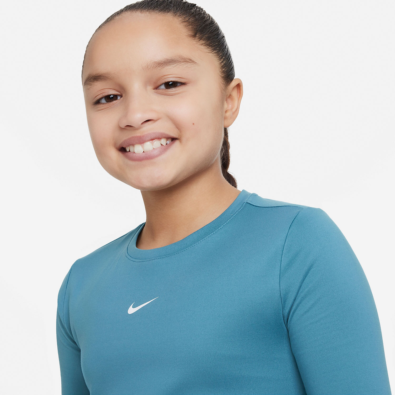 Nike Therma-FIT One Girl's Tennis Shirt - Mineral Teal/White