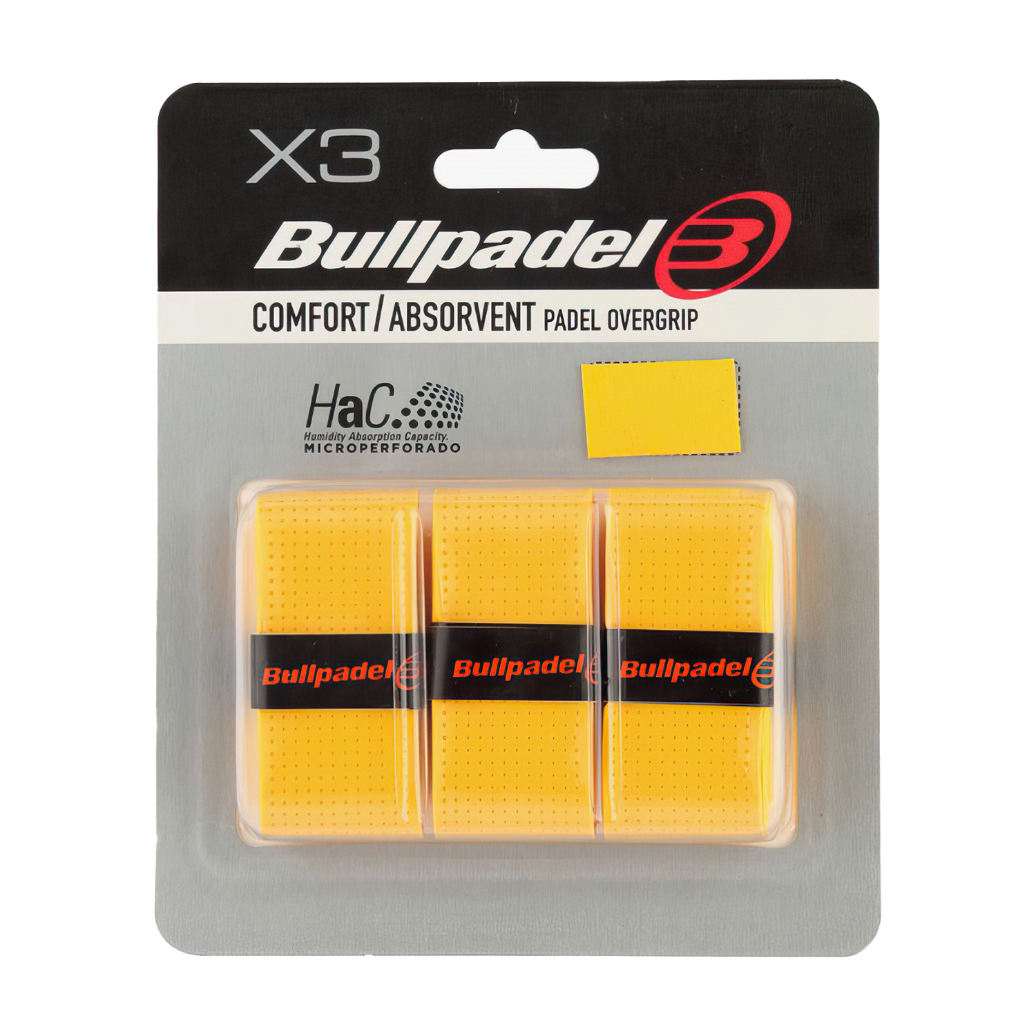 Bullpadel GB-1201 Comfort Absorvent x 3 Sobregrips - Amarillo