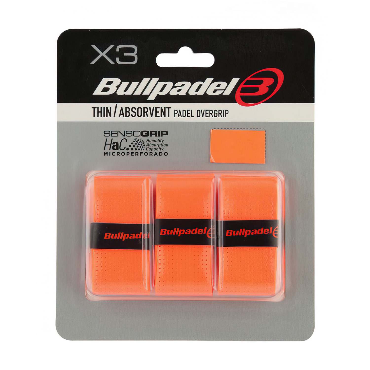 Bullpadel GB-1705 Thin Absorvent Overgrip - Naranja Fluor