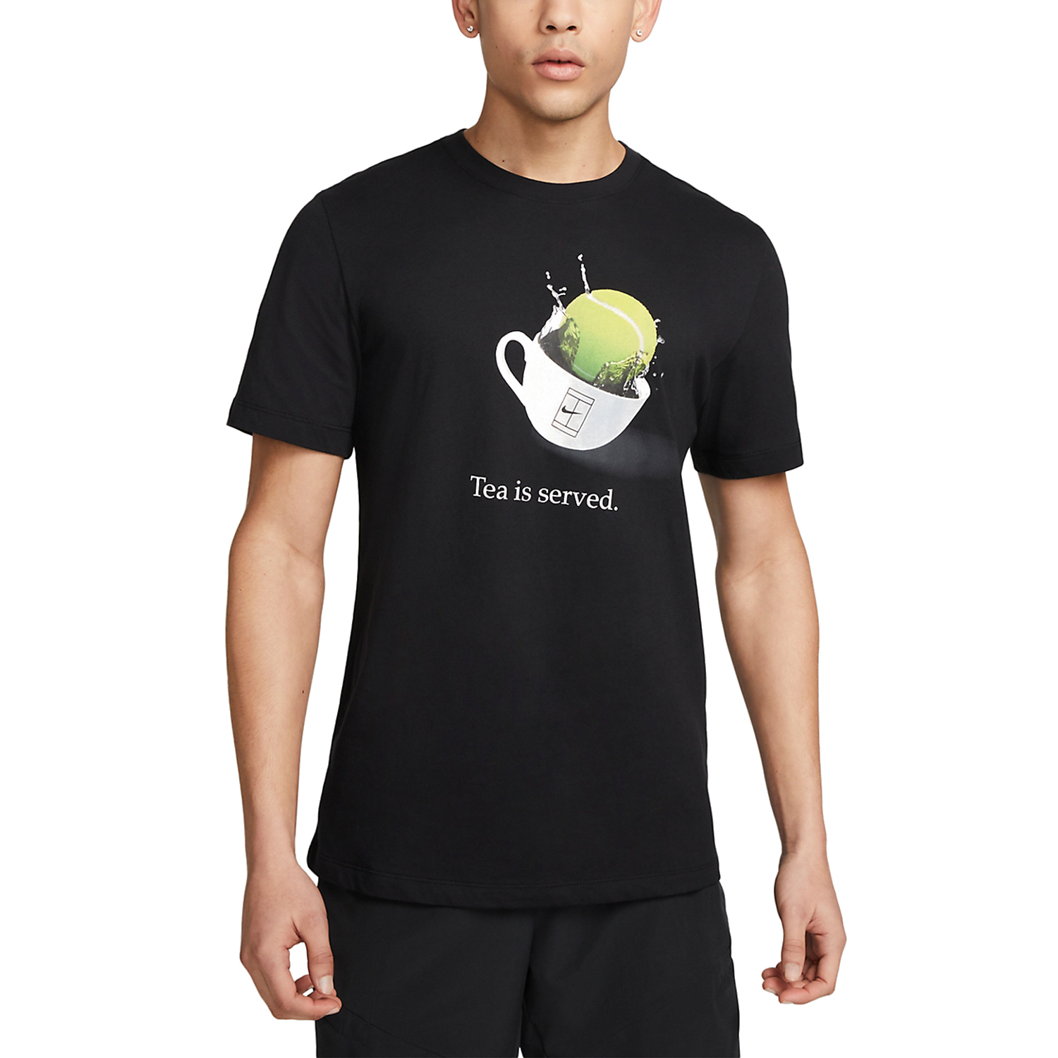 Nike Court Dri-FIT Logo Men's Tennis T-Shirt - Black