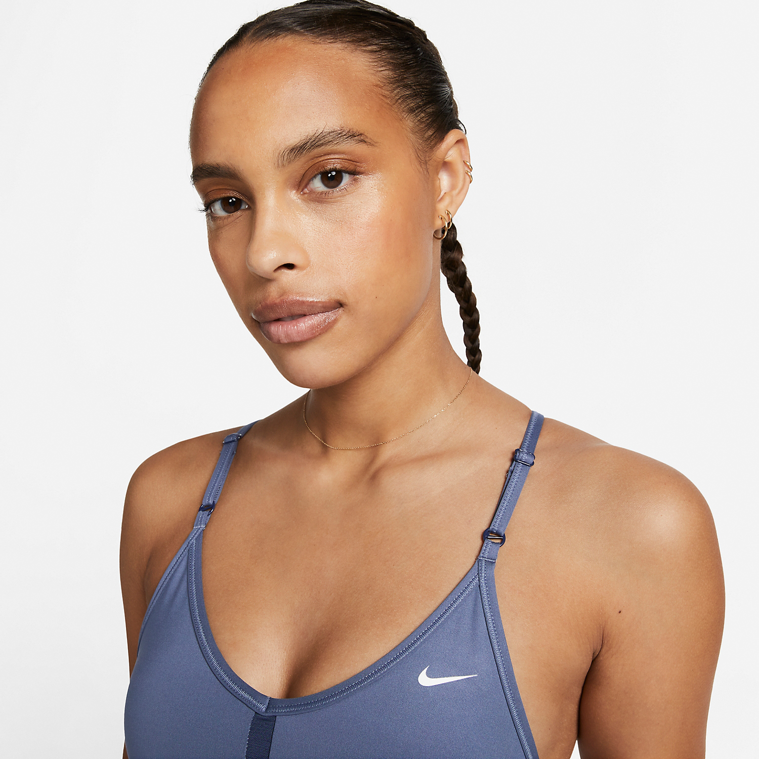 nike indy logo sports bra blue
