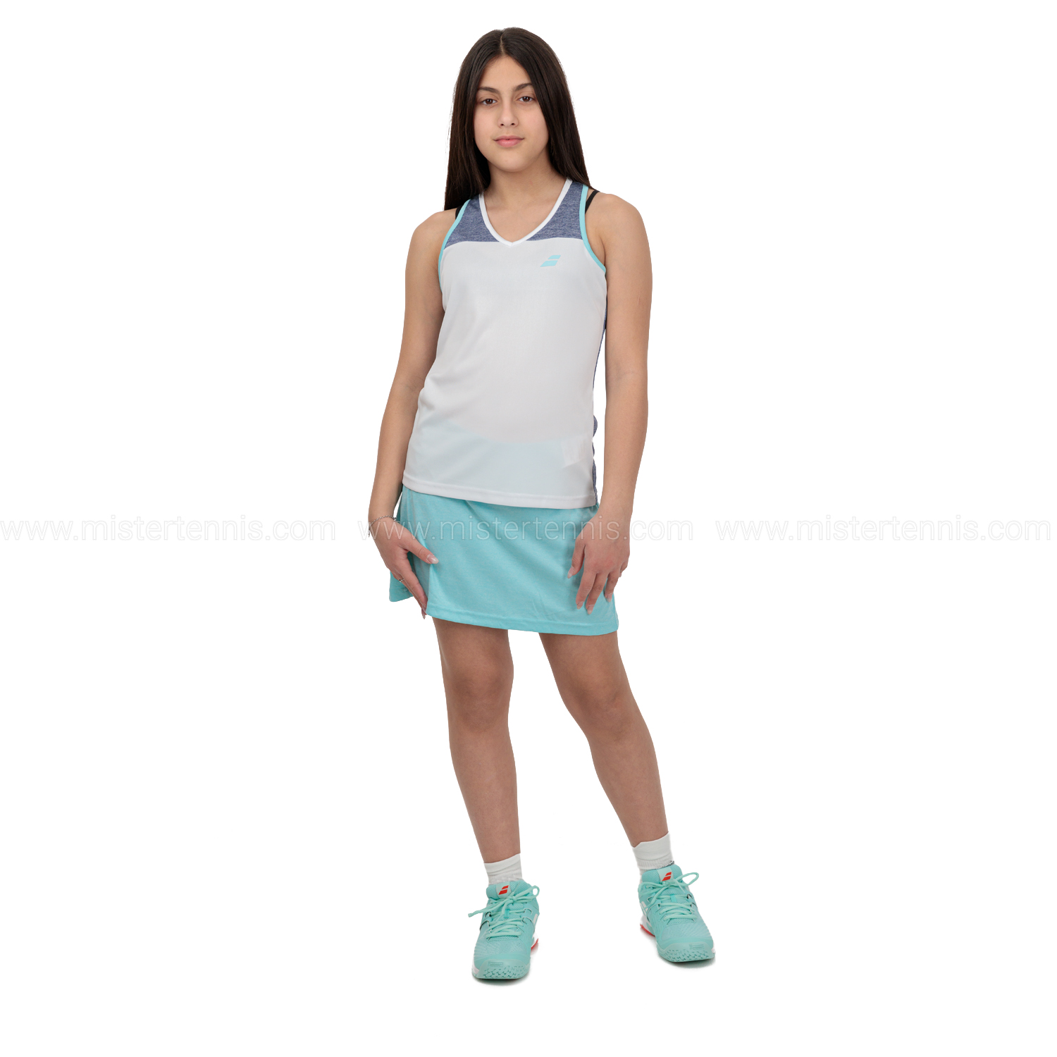 Babolat Play Tank Girl - White/Blue Heather