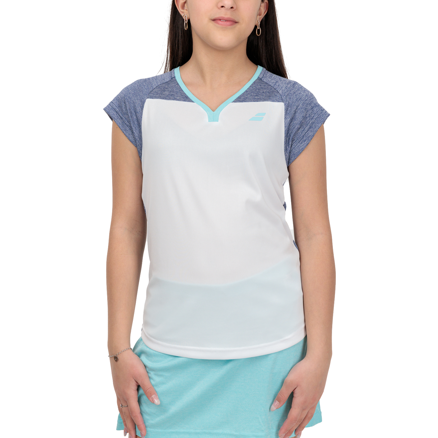 Babolat Play Cap Camiseta Niña - White/Blue Heather