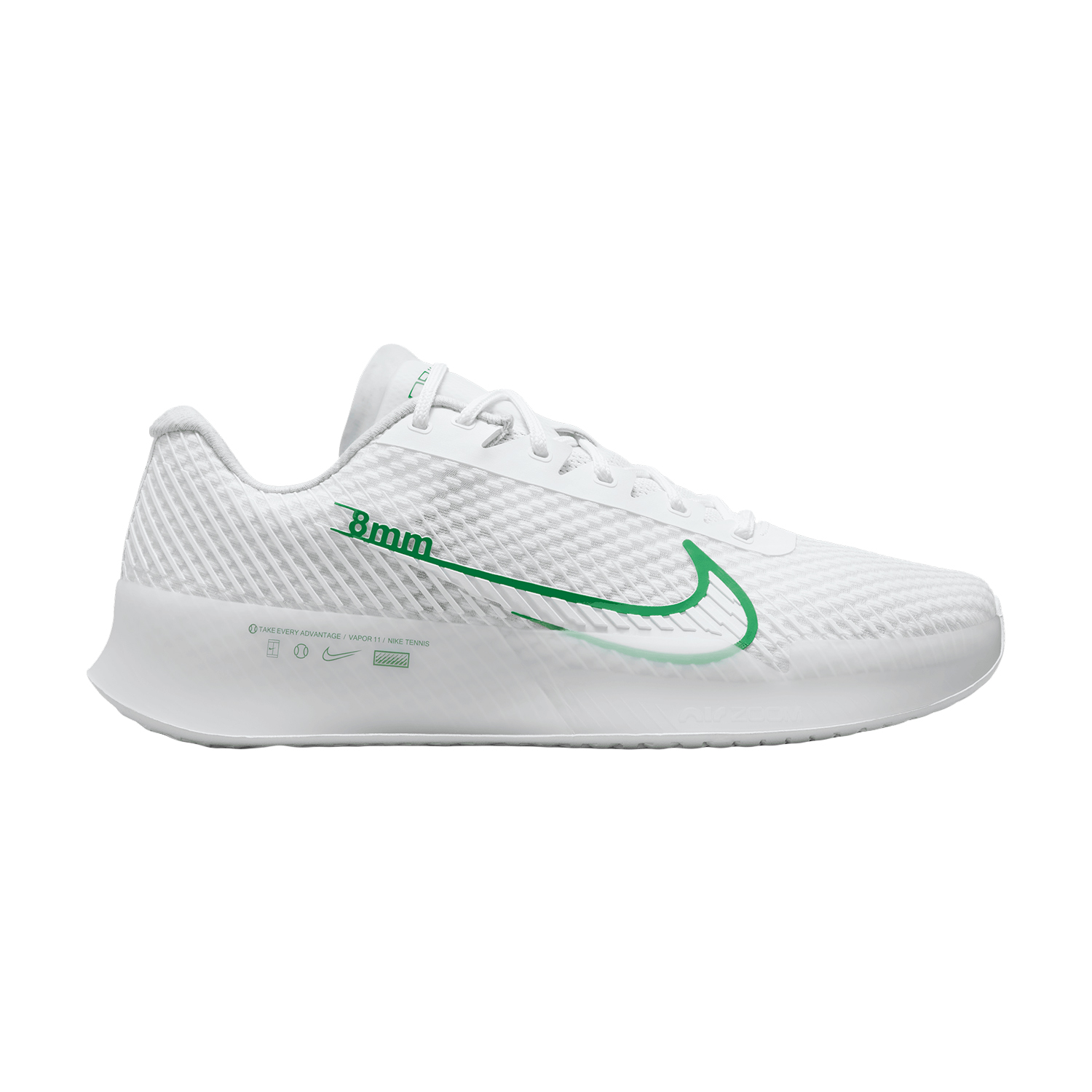 Nike Court Air Zoom Vapor 11 HC - White/Kelly Green