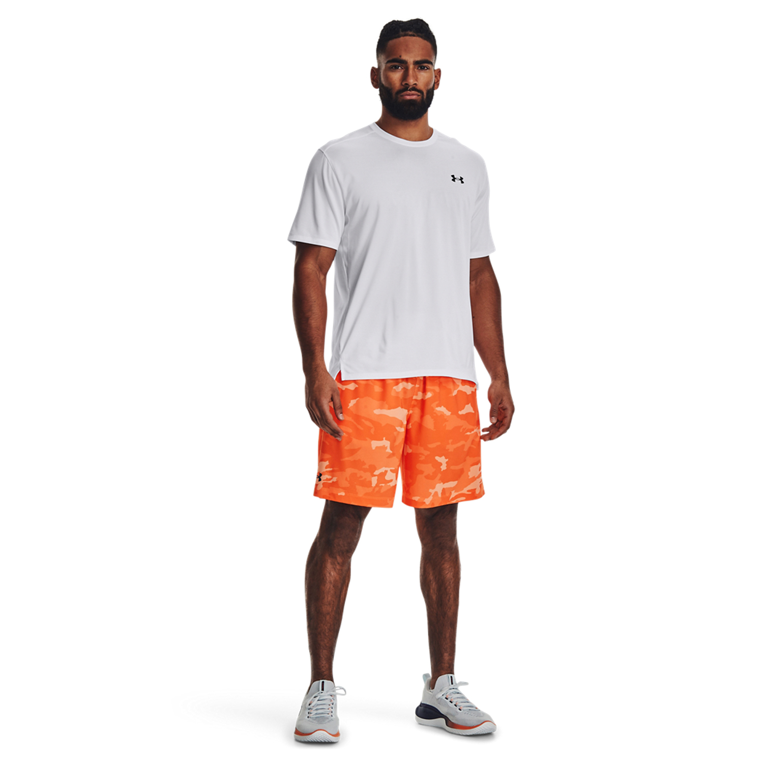 Under Armour Tech Vent Printed 8in Pantaloncini - Orange Blast/Black