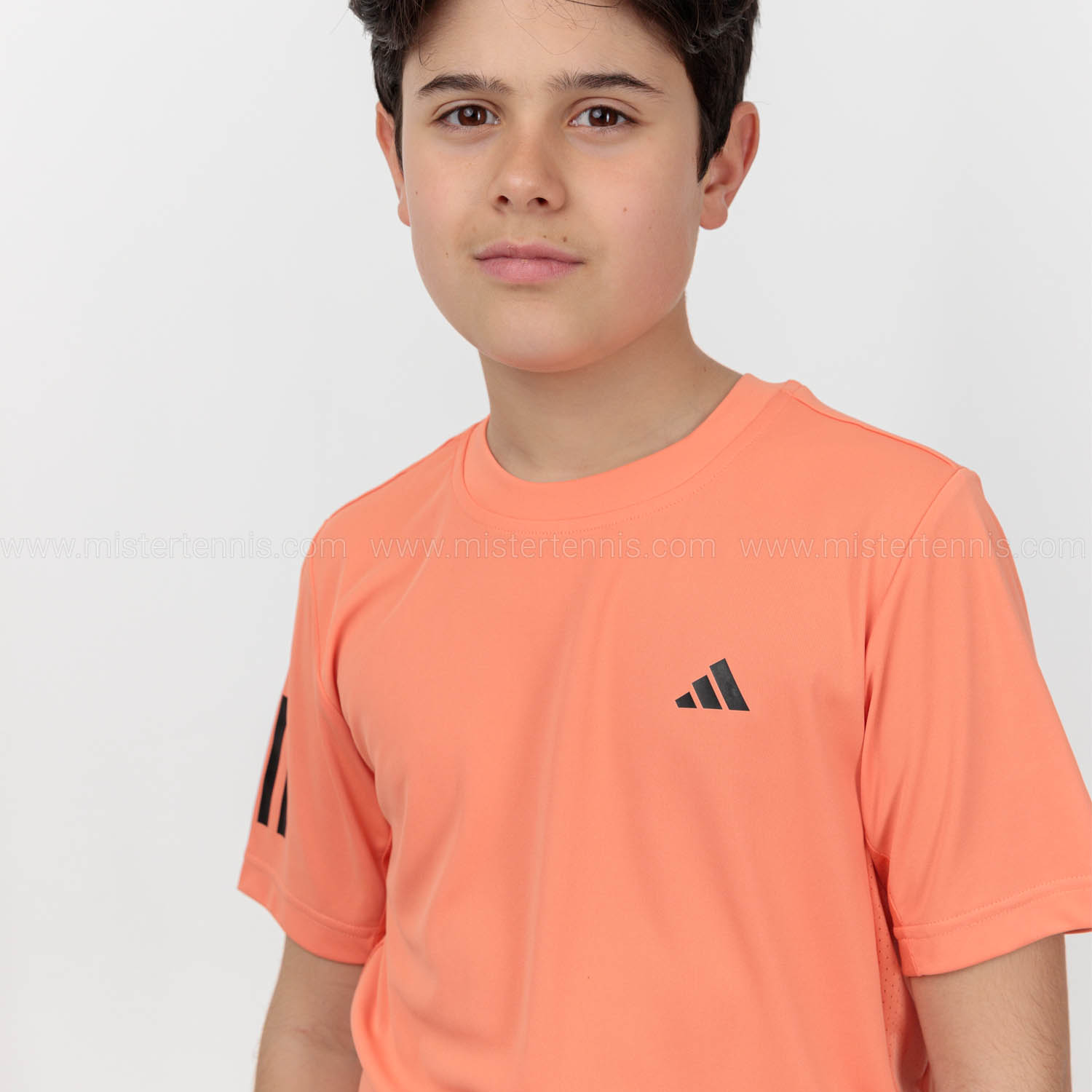 adidas Club 3 Stripes T-Shirt Boy - Semi Coral Fusion