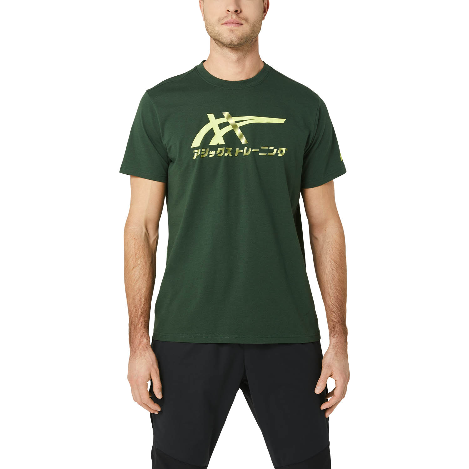 Asics Tiger Men's Tennis T-Shirt - Rain Forest/Glow Yellow