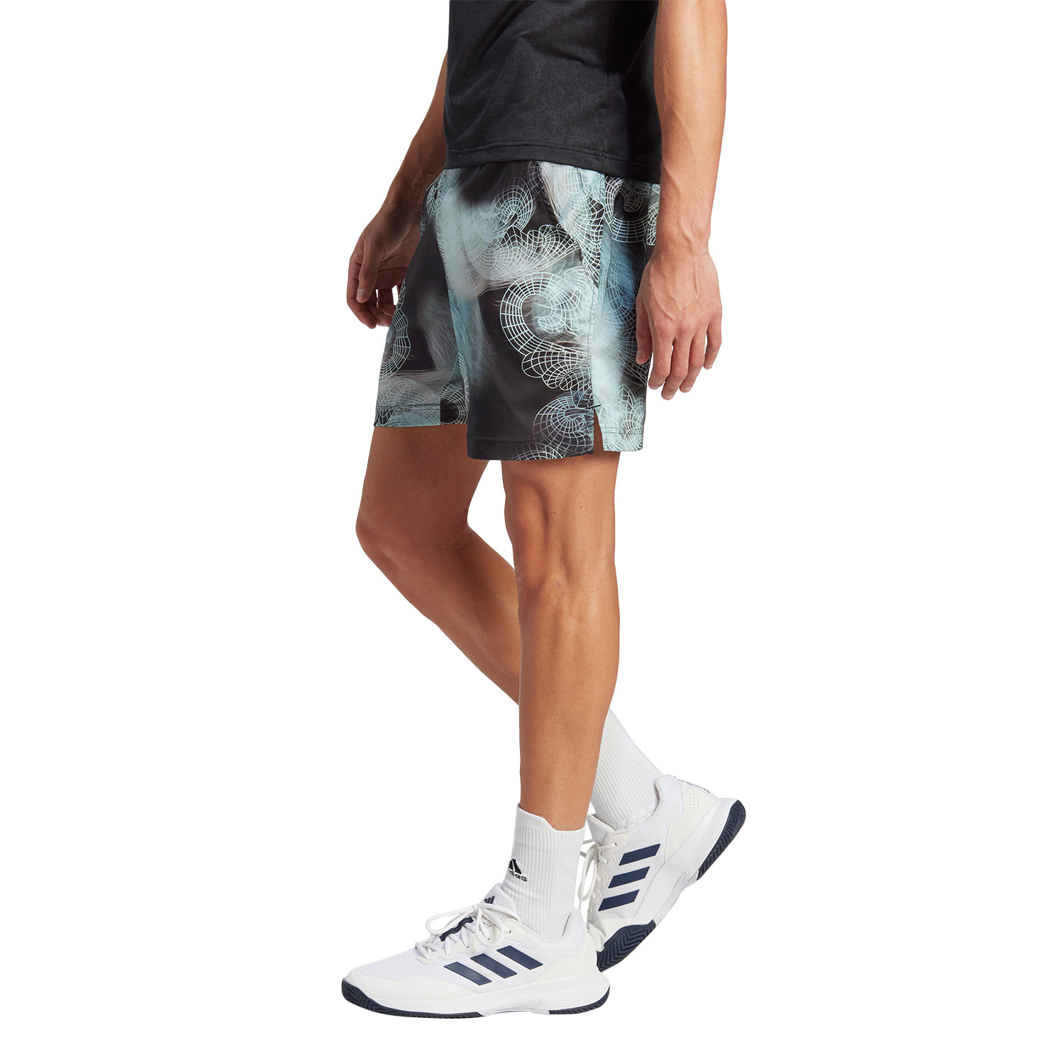 adidas Printed Pro 7in Shorts - Black/Semi Flash Aqua/Dash Grey